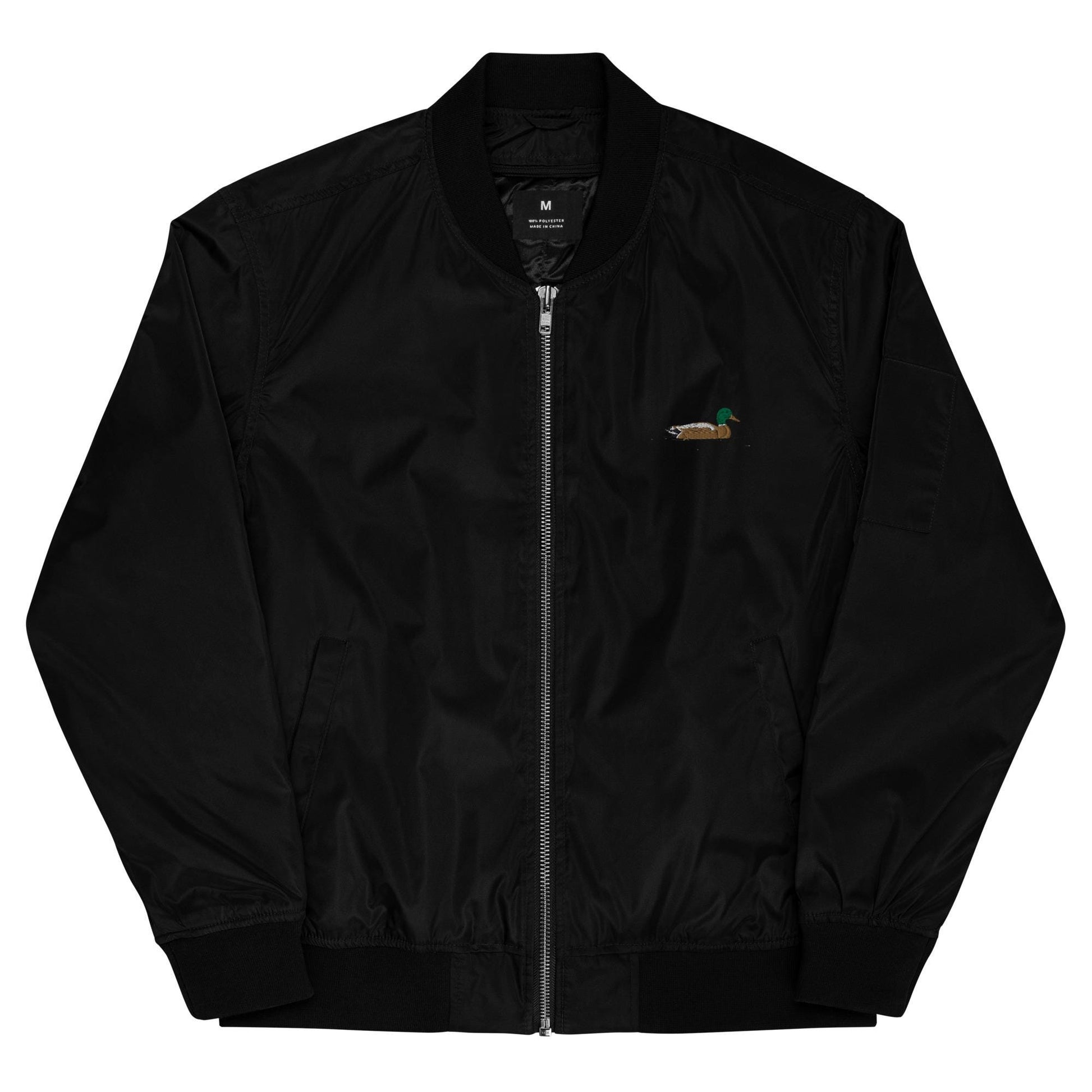 Bomber Jacket | Embroidered Mallard Duck Design | Eco-Friendly Premium Recycled Fabric | Stylish & Unique Outerwear
