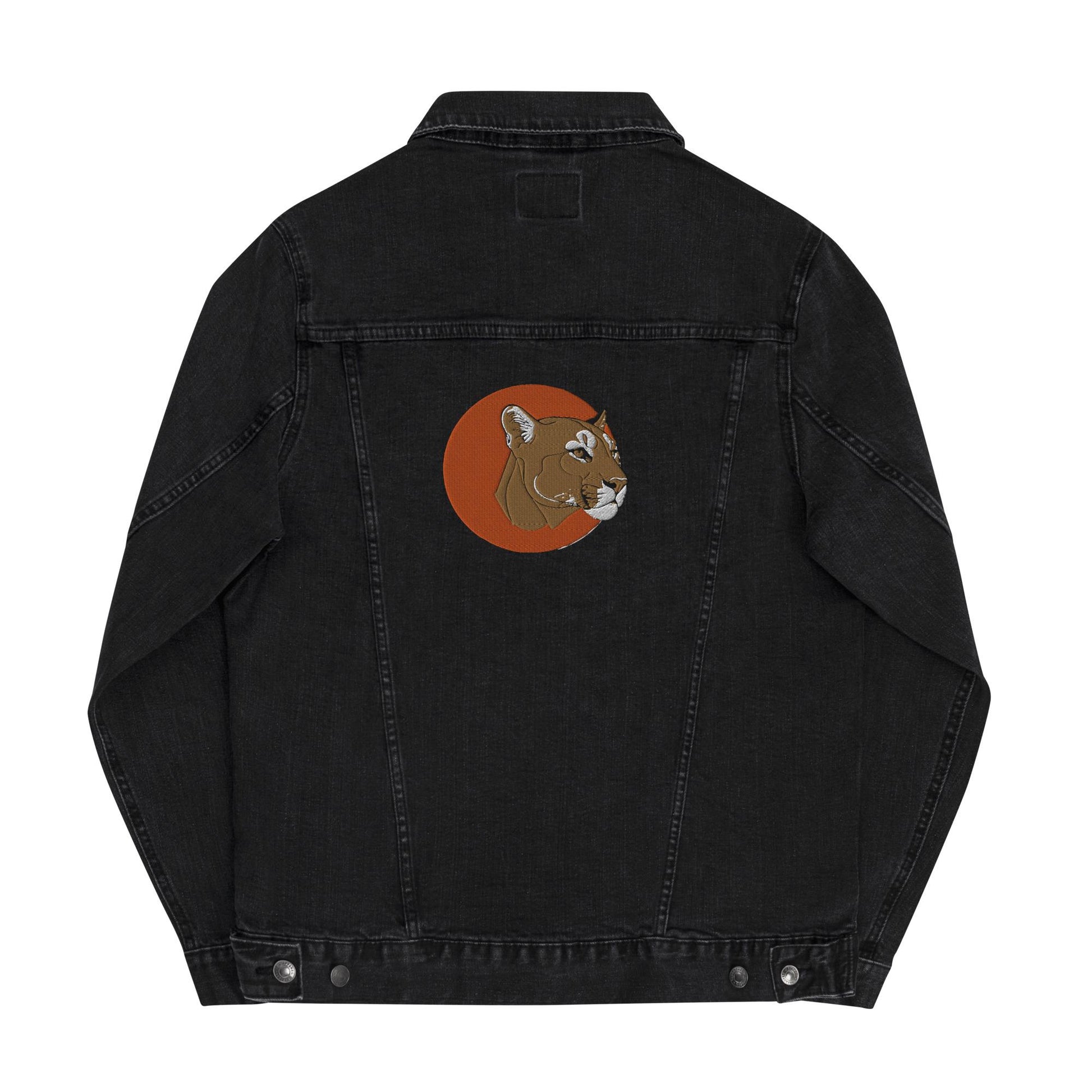 Denim Jacket | Embroidered Mountain Lion Skull Trucker | Unisex Skull Jacket | Unique & Stylish Denim Outerwear