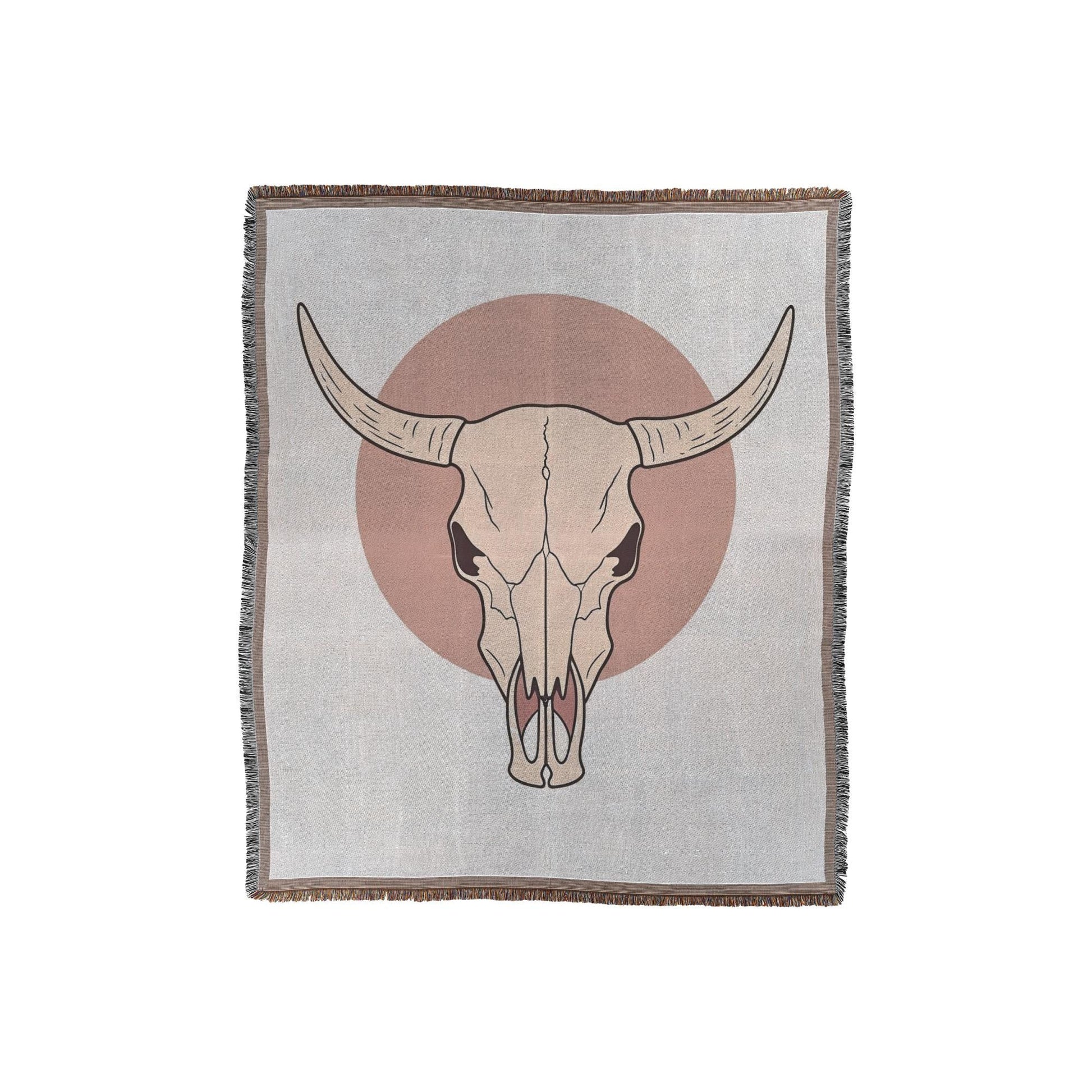 Throw Blanket | Woven Cow Skull Design | Western Decor | Cozy Home Accessory | Unique Gift Idea for Rustic Style