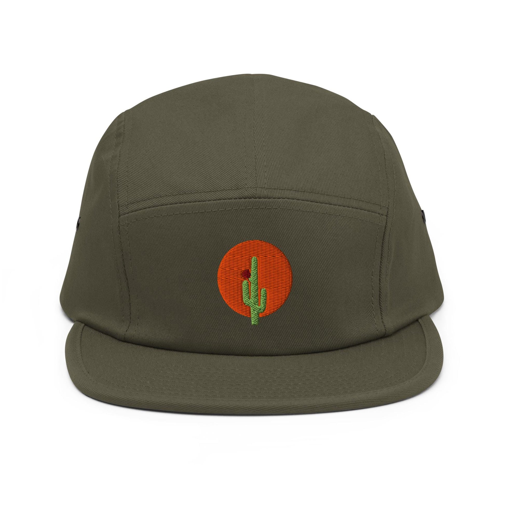 Saguaro Cactus Embroidered Five Panel Camp Hat | Trendy Outdoor Cap for Adventures & Casual Wear
