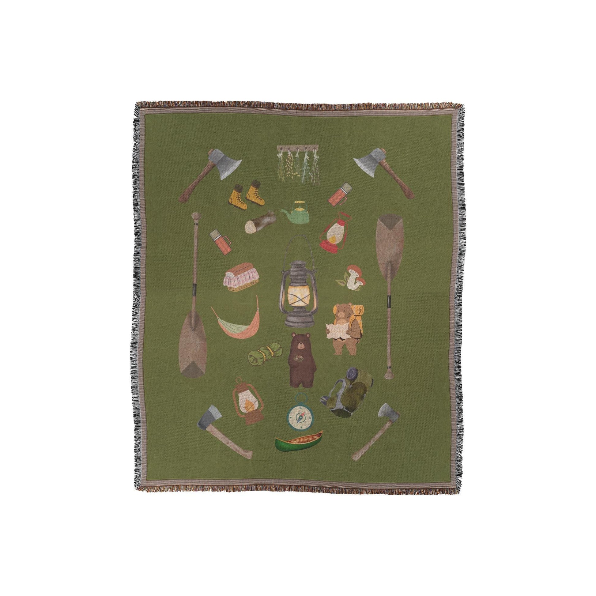 Whimsical Cabincore Woven Blanket | Cute Cozy Cabin Throw | Playful Rustic Cabin Decor