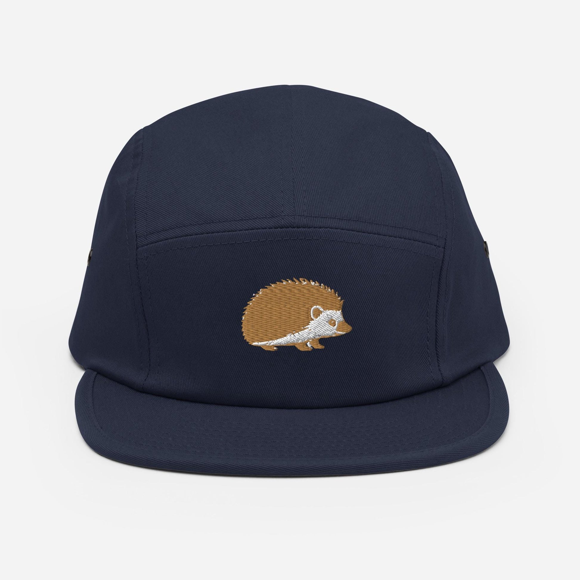 Hedgehog Embroidered Five Panel Camp Hat | Animal Print Cap for Nature Lovers | Cute Outdoor Accessory