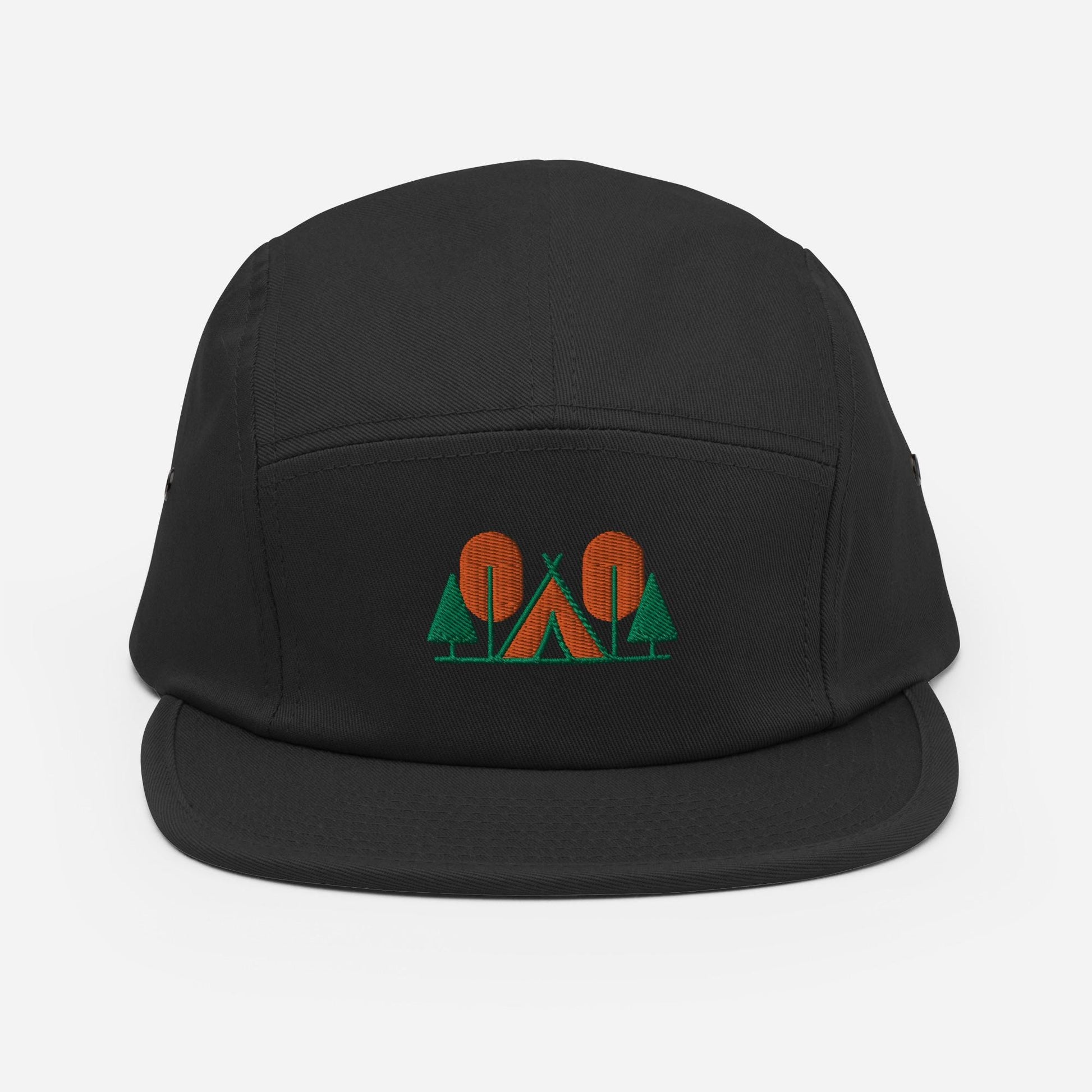 Camp Themed Five Panel Hat | Embroidered Outdoor Lover's Cap | Ideal Gift for Camping Enthusiasts & Adventures