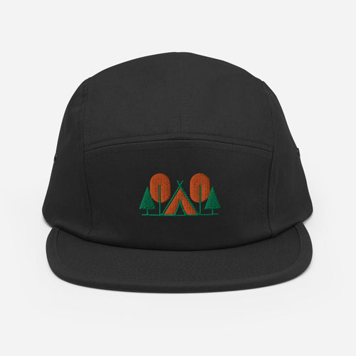 Camp Themed Five Panel Hat | Embroidered Outdoor Lover's Cap | Ideal Gift for Camping Enthusiasts & Adventures