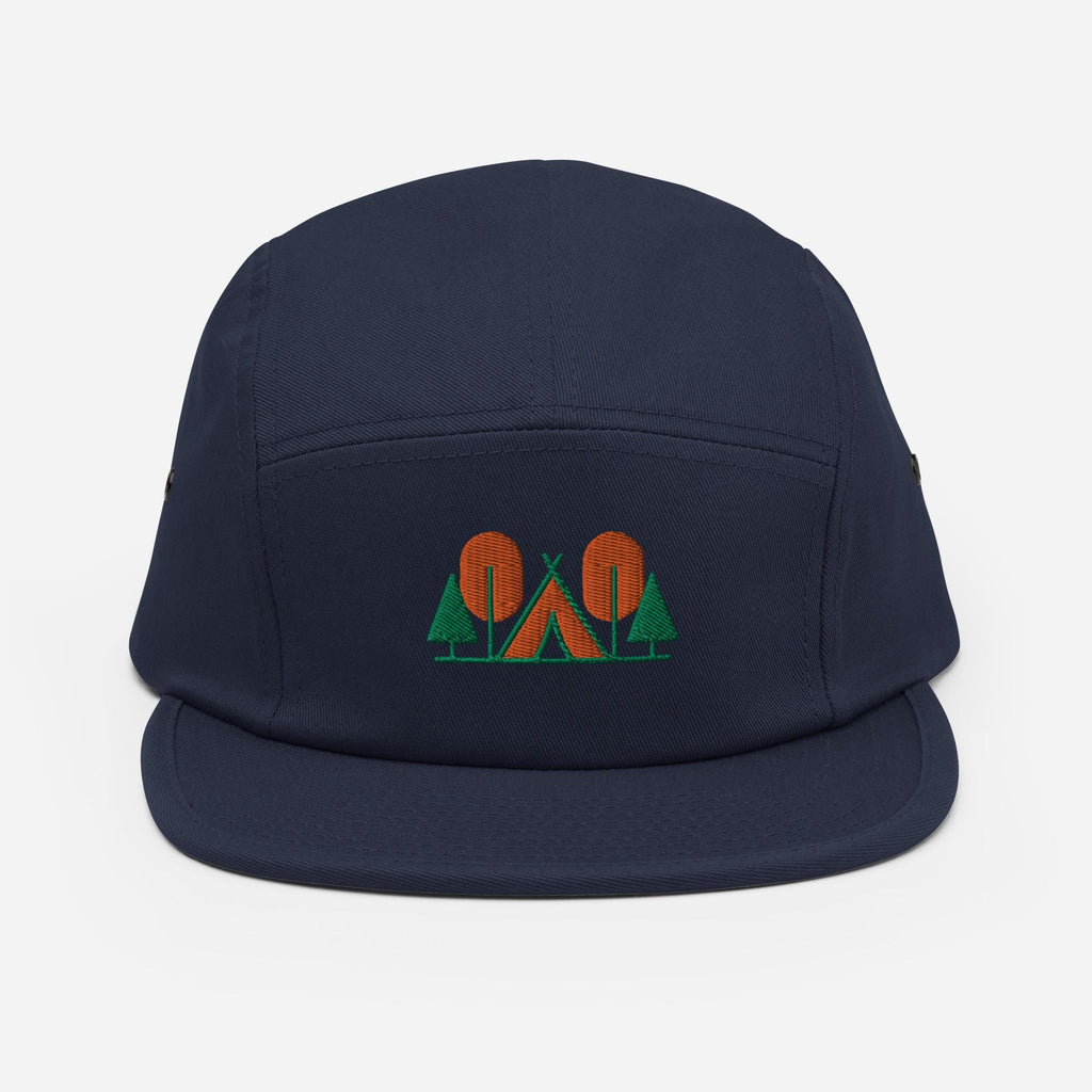 Camp Themed Five Panel Hat | Embroidered Outdoor Lover's Cap | Ideal Gift for Camping Enthusiasts & Adventures