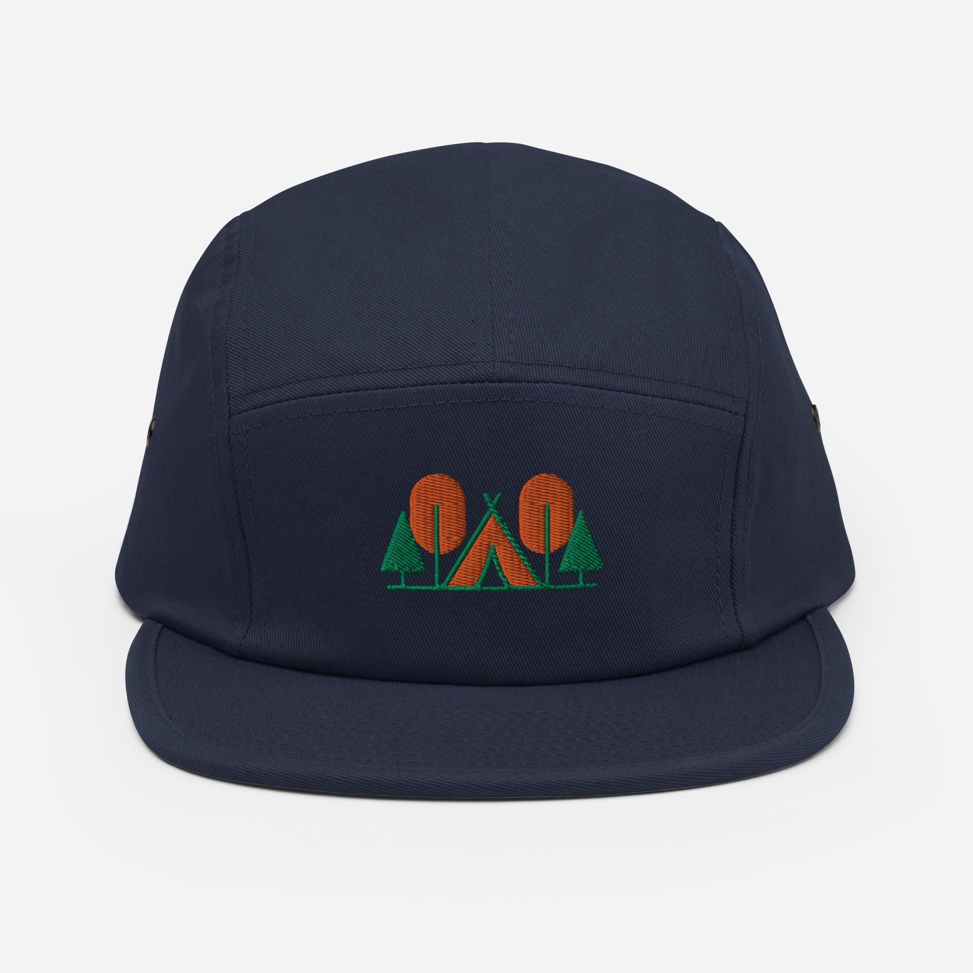 Camp Themed Five Panel Hat | Embroidered Outdoor Lover's Cap | Ideal Gift for Camping Enthusiasts & Adventures