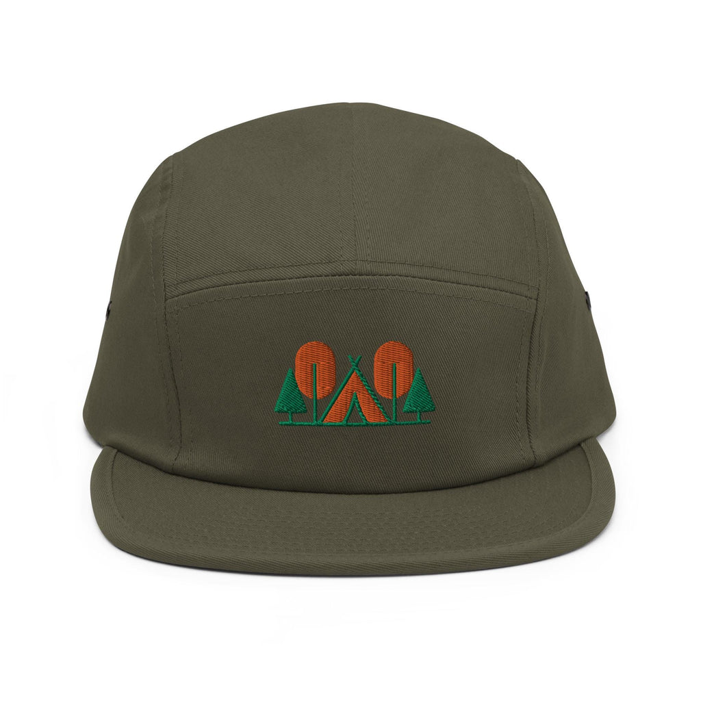 Camp Themed Five Panel Hat | Embroidered Outdoor Lover's Cap | Ideal Gift for Camping Enthusiasts & Adventures