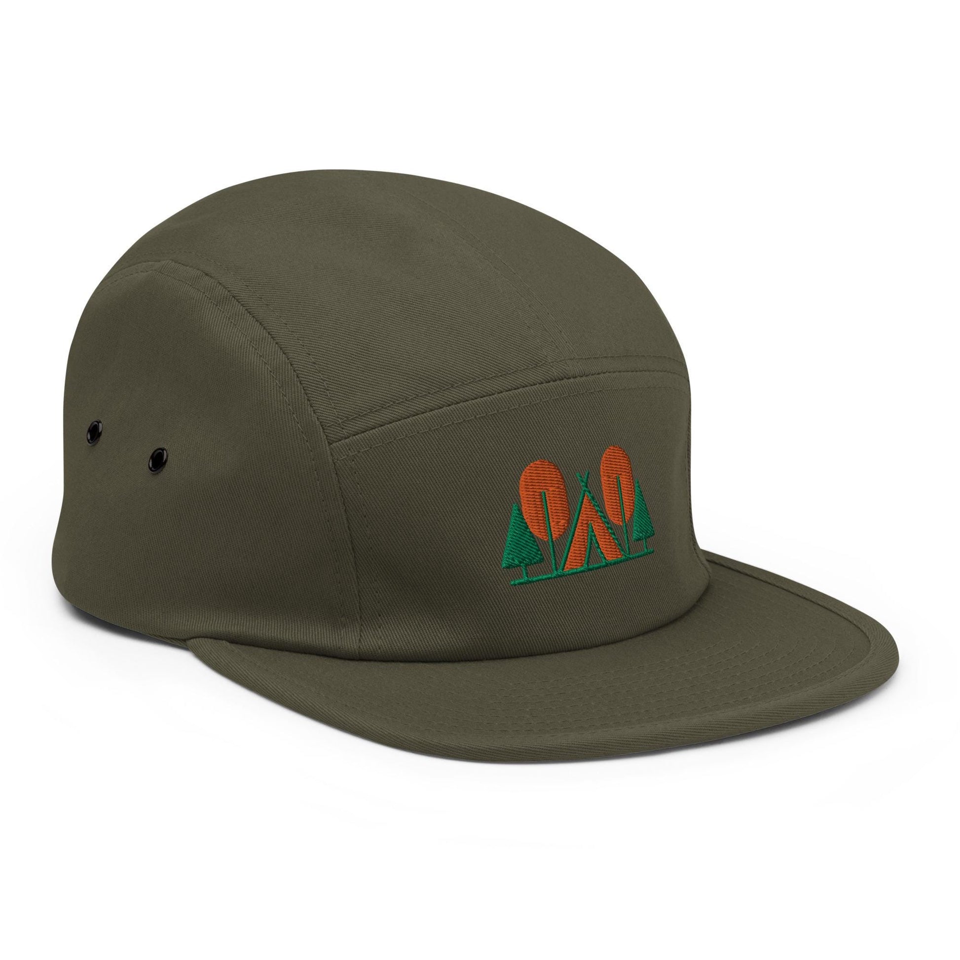 Camp Themed Five Panel Hat | Embroidered Outdoor Lover's Cap | Ideal Gift for Camping Enthusiasts & Adventures