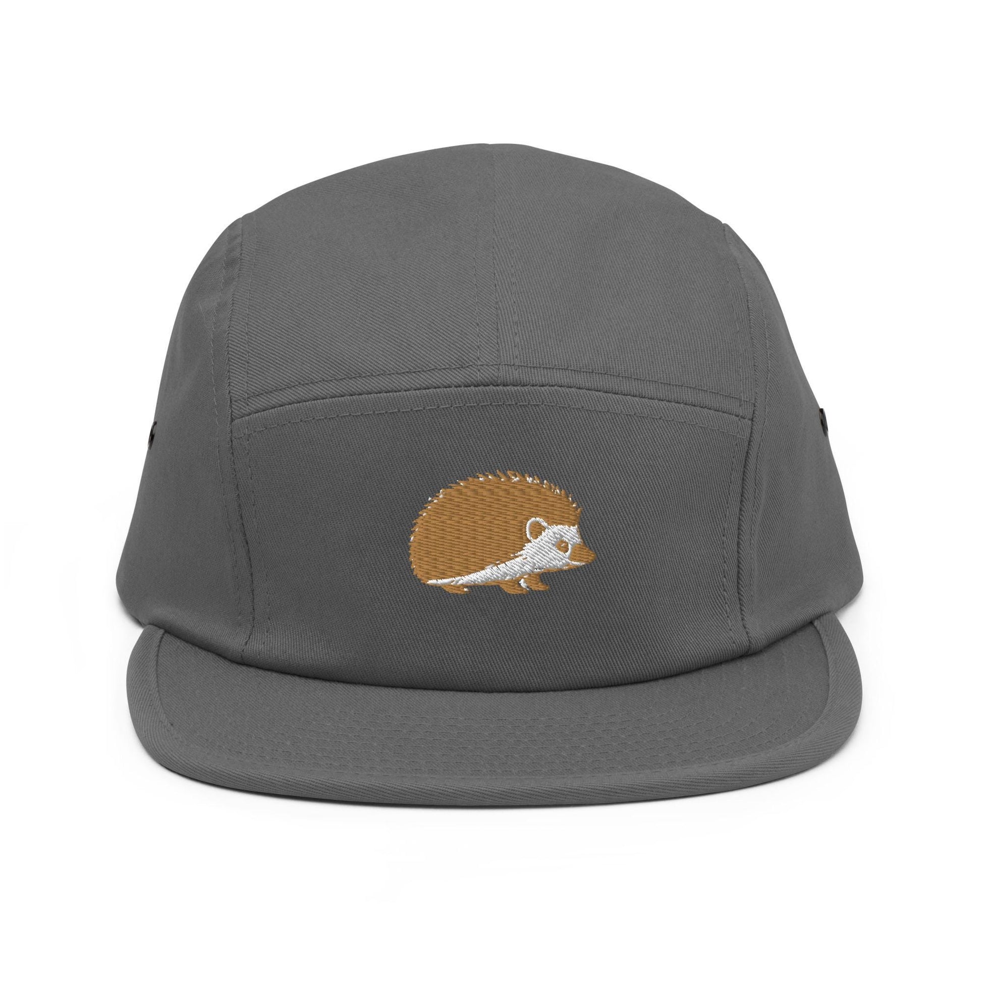 Hedgehog Embroidered Five Panel Camp Hat | Animal Print Cap for Nature Lovers | Cute Outdoor Accessory