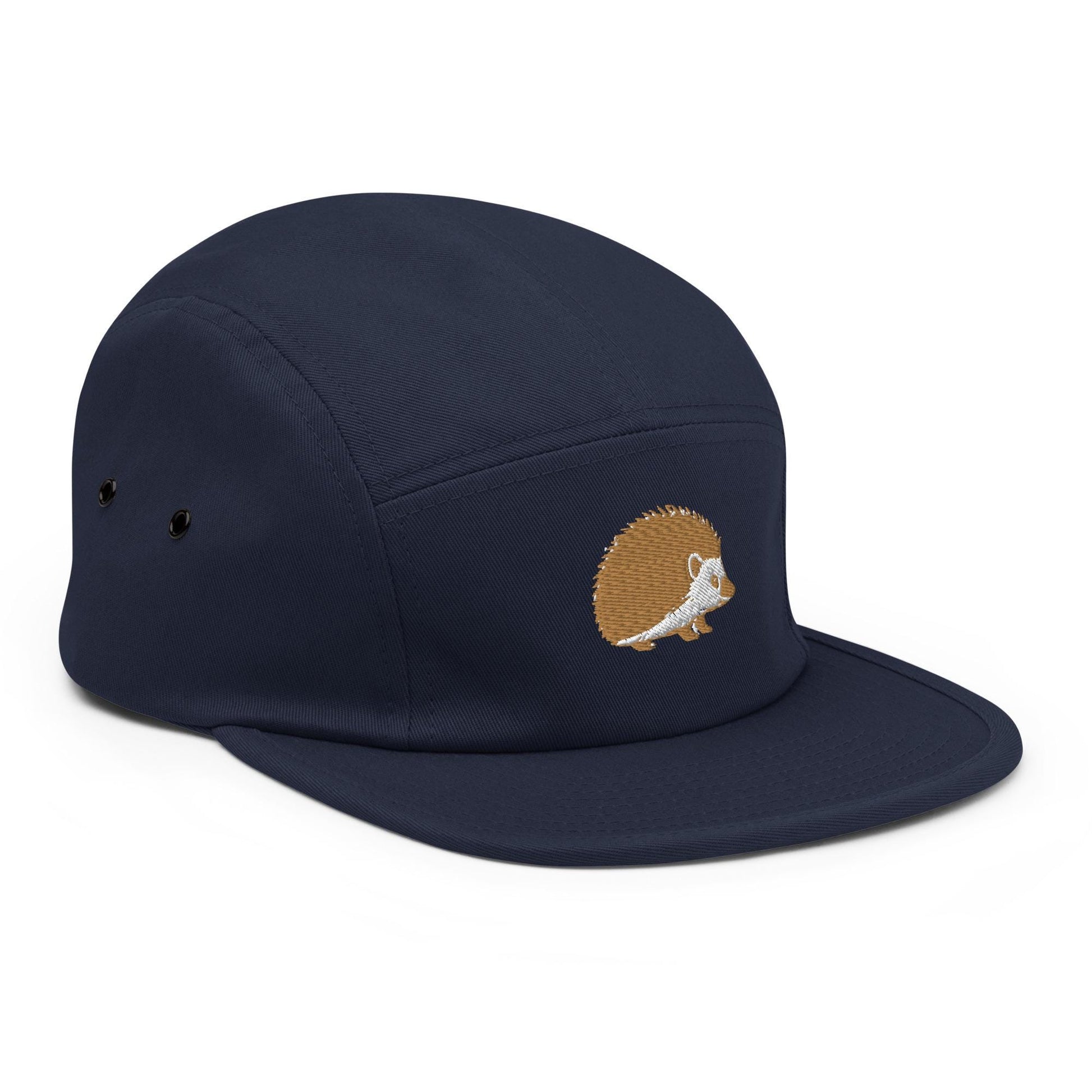 Hedgehog Embroidered Five Panel Camp Hat | Animal Print Cap for Nature Lovers | Cute Outdoor Accessory