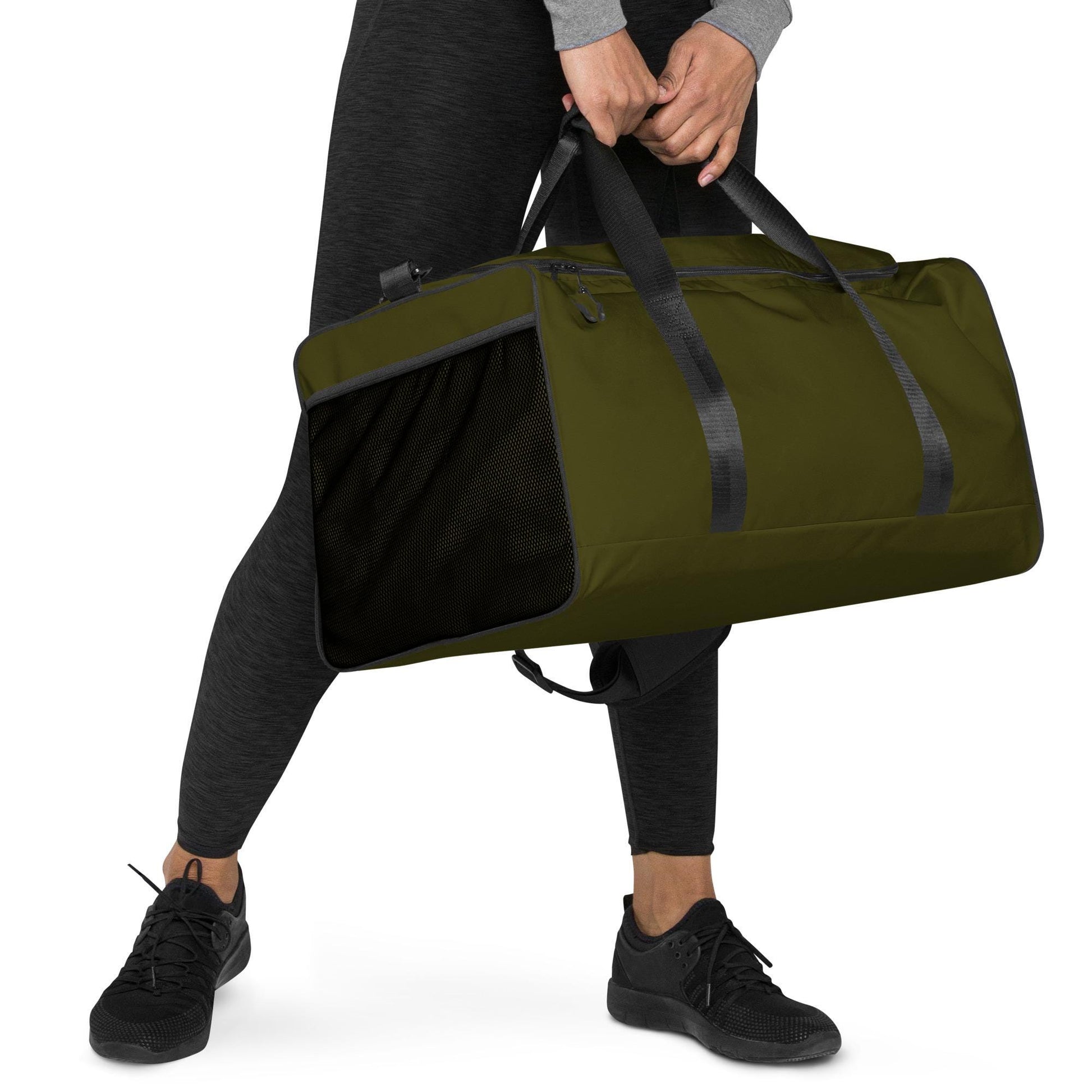 Dark Olive Duffle Bag | Heavy Duty Camping Gear Storage Tote | Olive Green Travel Essential for Adventurers