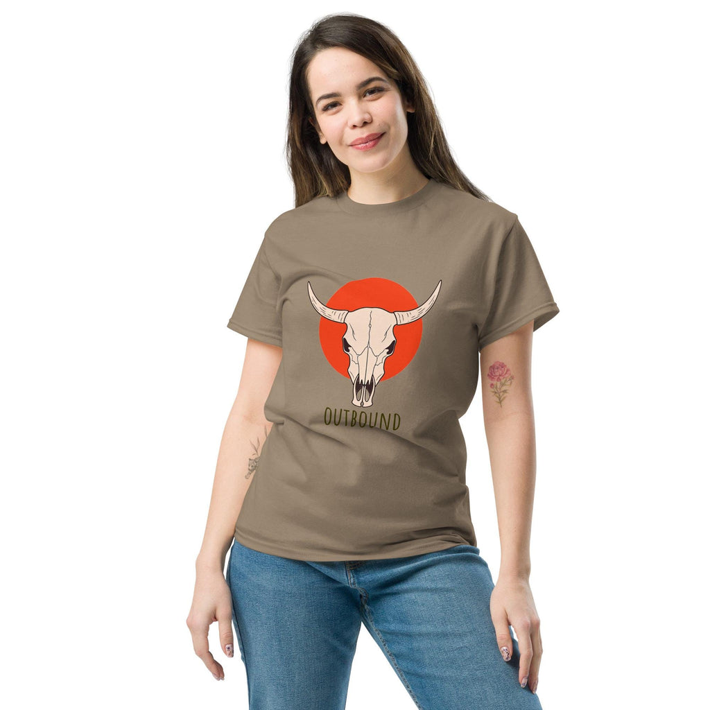 Cow Skull T-Shirt | Outbound Logo | for Western Style Fans & Casual Graphic Tee Lovers