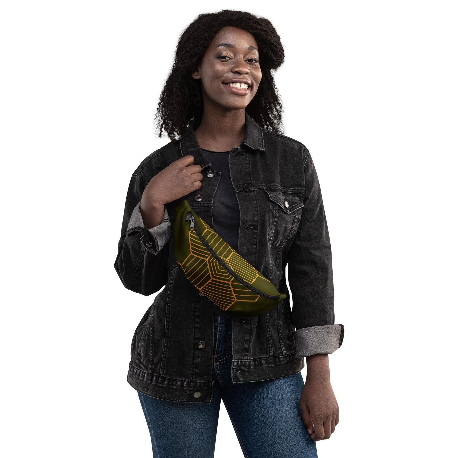 Fanny Pack | Hex Design in Dark Olive | Stylish and Functional Waist Bag for Travel & Everyday Use