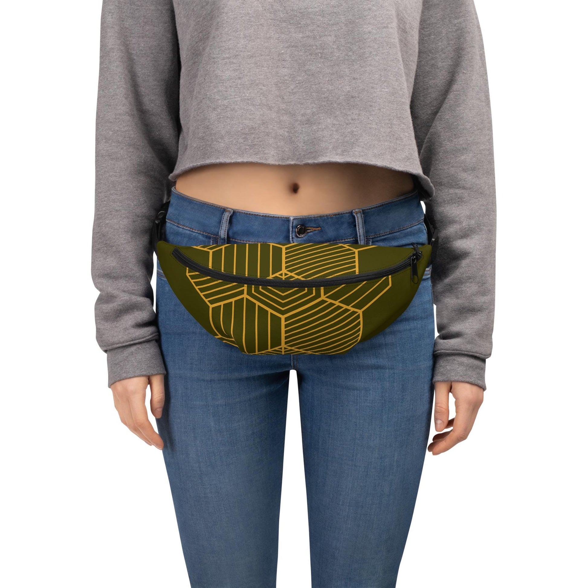 Fanny Pack | Hex Design in Dark Olive | Stylish and Functional Waist Bag for Travel & Everyday Use