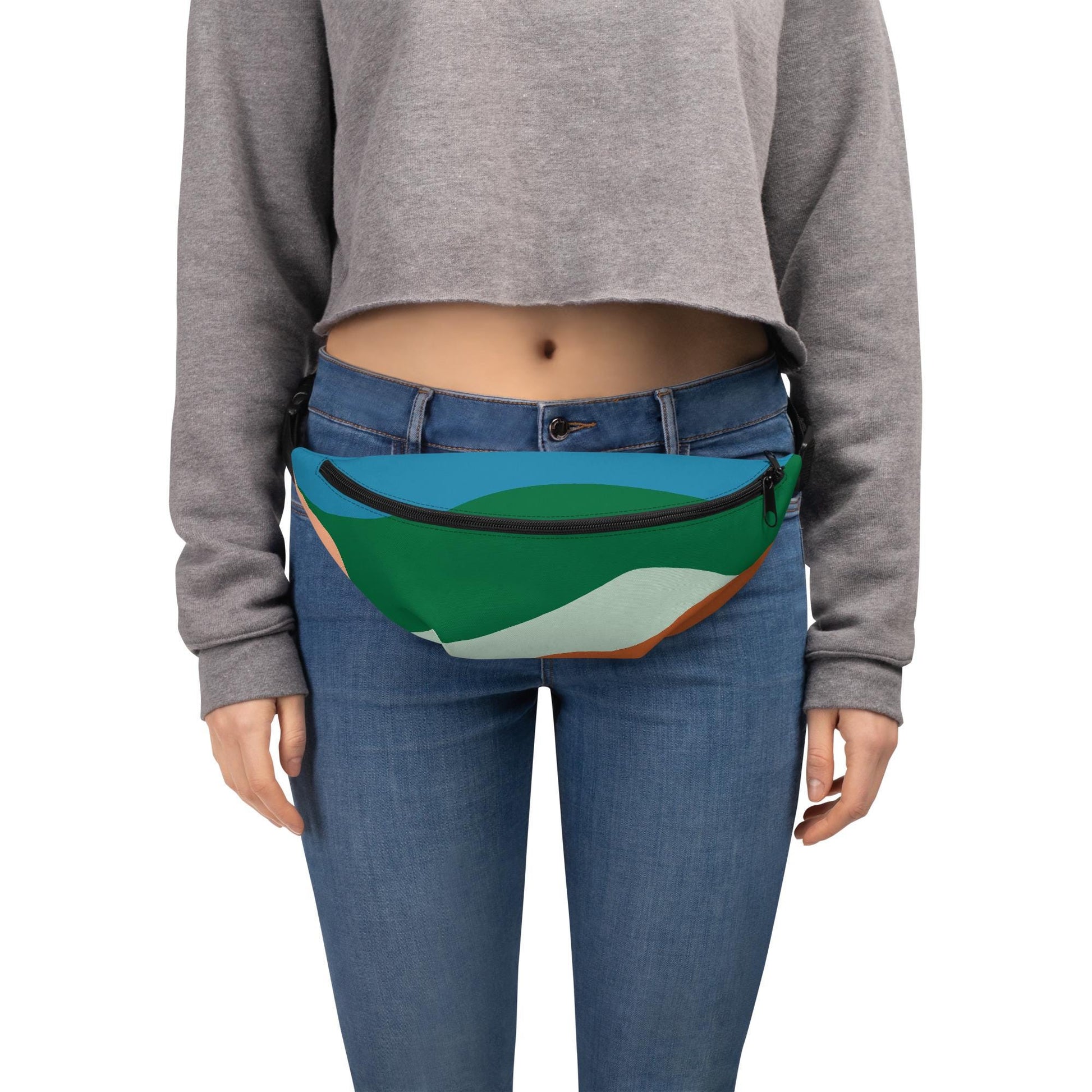 Fanny Pack | Hills and Sky Stylish Waist Bag, Adjustable Belt, Perfect for Travel & Festivals, Lightweight, Durable Design