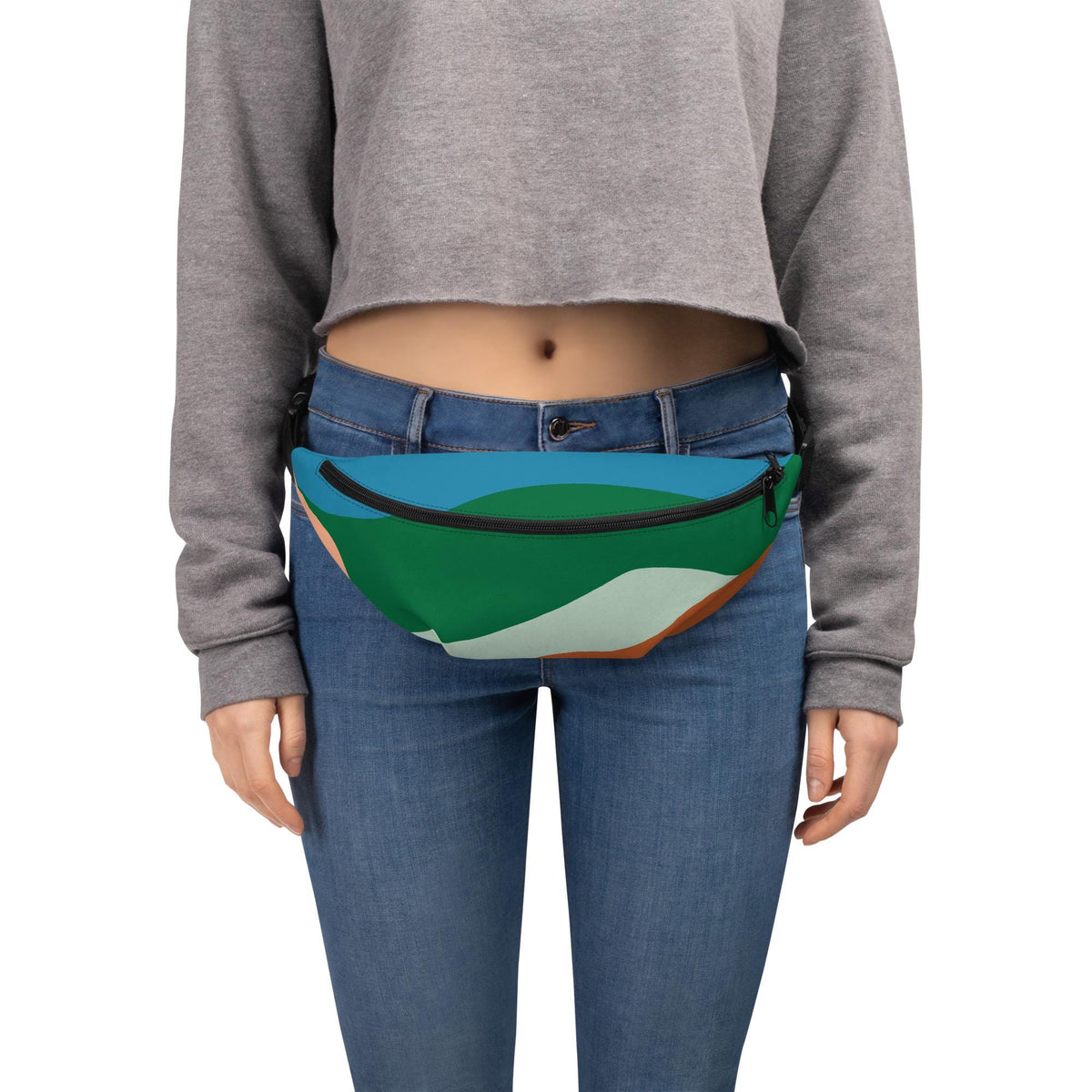 Fanny Pack | Hills and Sky Stylish Waist Bag, Adjustable Belt, Perfect for Travel & Festivals, Lightweight, Durable Design