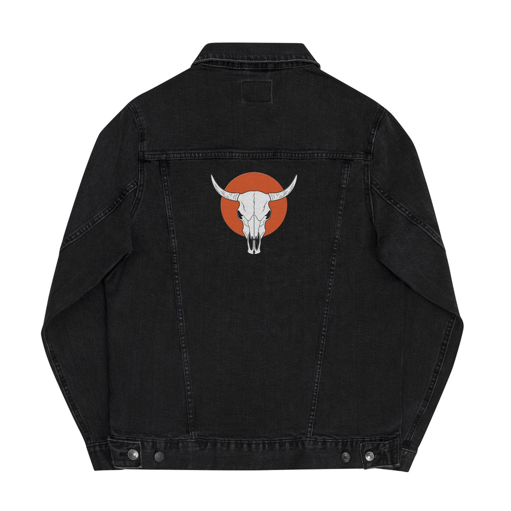 Denim Jacket with Embroidered Cow Skull | Unisex Trucker Jacket | Western Style | Unique Embroidered Design