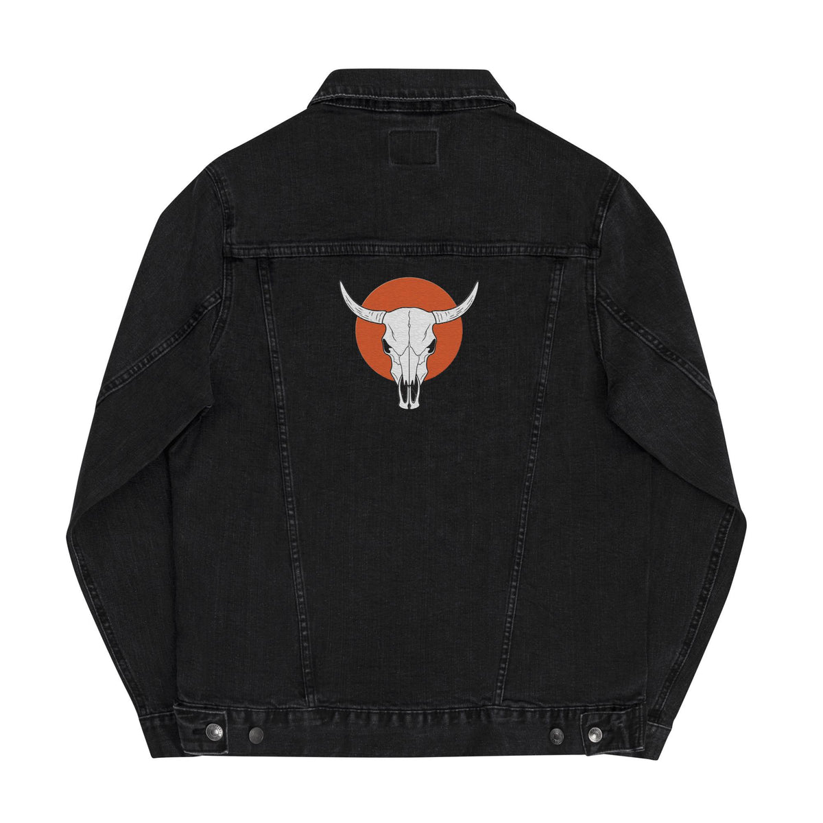 Denim Jacket with Embroidered Cow Skull | Unisex Trucker Jacket | Western Style | Unique Embroidered Design