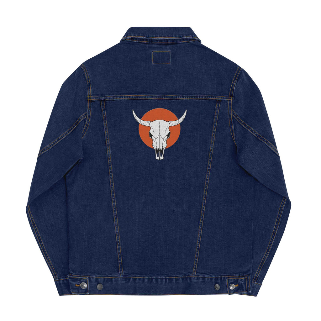Denim Jacket with Embroidered Cow Skull | Unisex Trucker Jacket | Western Style | Unique Embroidered Design