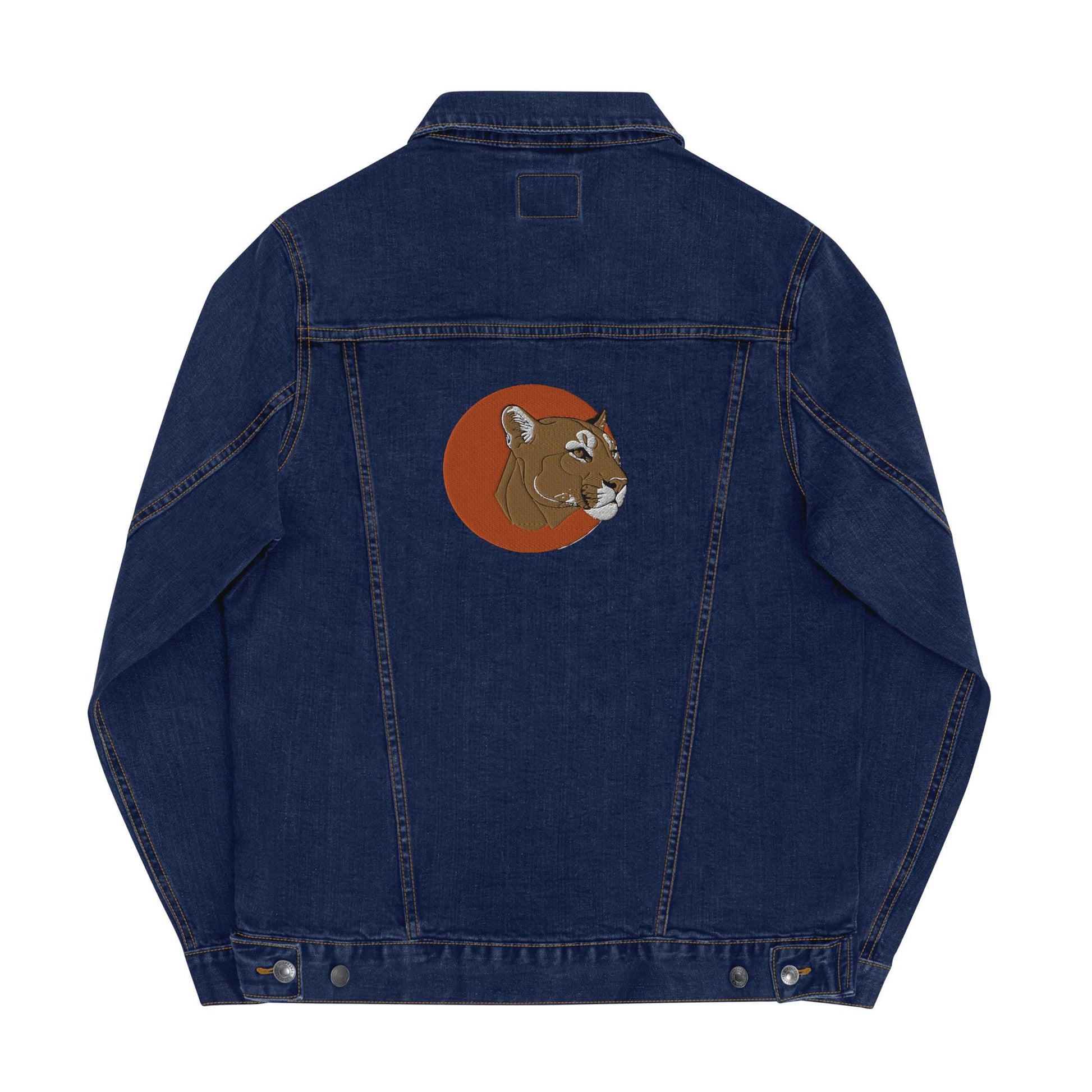 Denim Jacket | Embroidered Mountain Lion Skull Trucker | Unisex Skull Jacket | Unique & Stylish Denim Outerwear