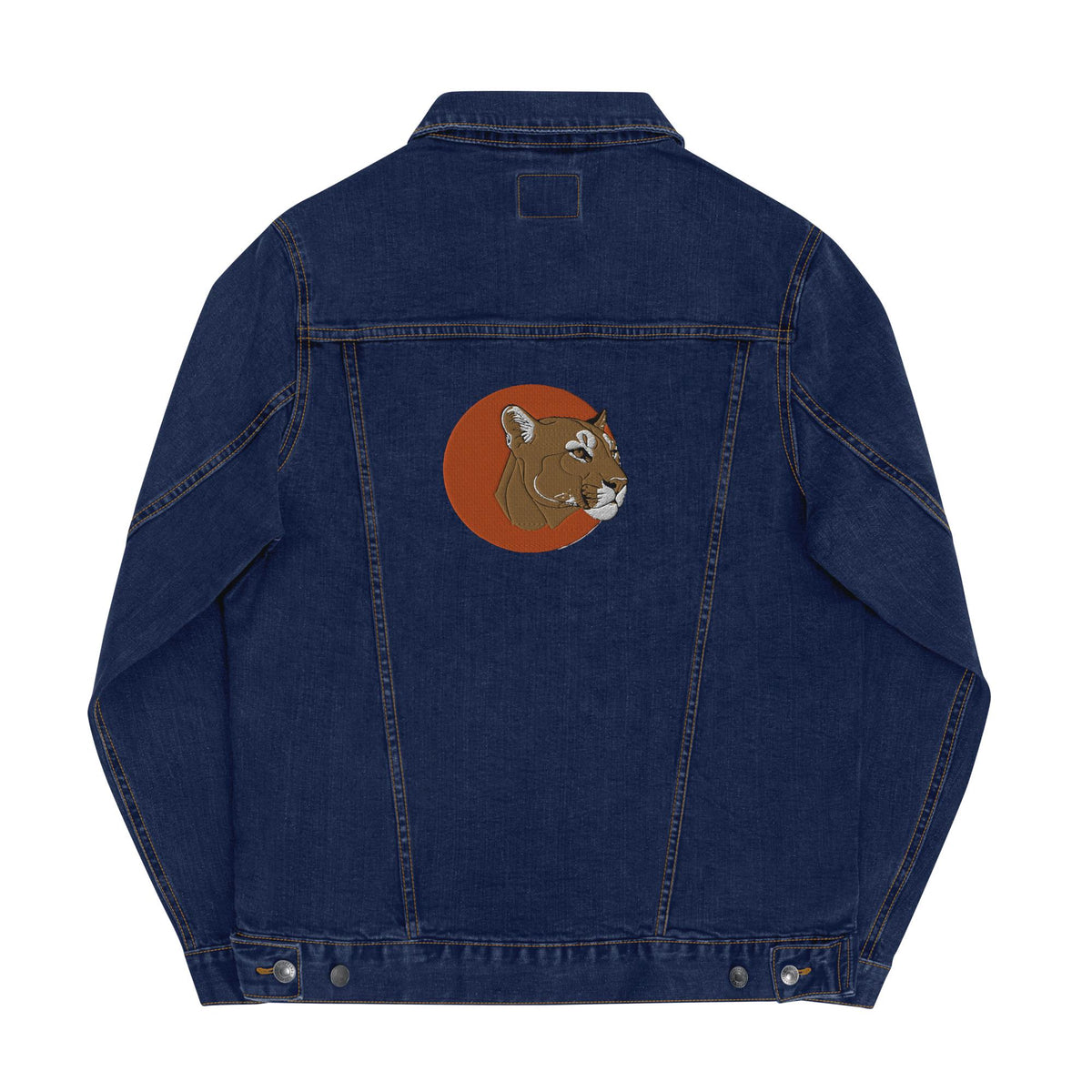 Denim Jacket | Embroidered Mountain Lion Skull Trucker | Unisex Skull Jacket | Unique & Stylish Denim Outerwear
