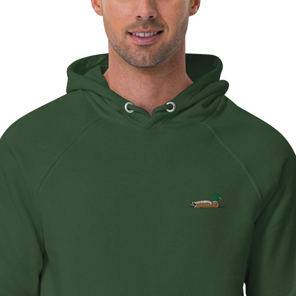 Mallard Duck Embroidered Hoodie | Unisex Eco Raglan Jacket | Comfortable & Stylish Duck Sweatshirt for Nature Lovers
