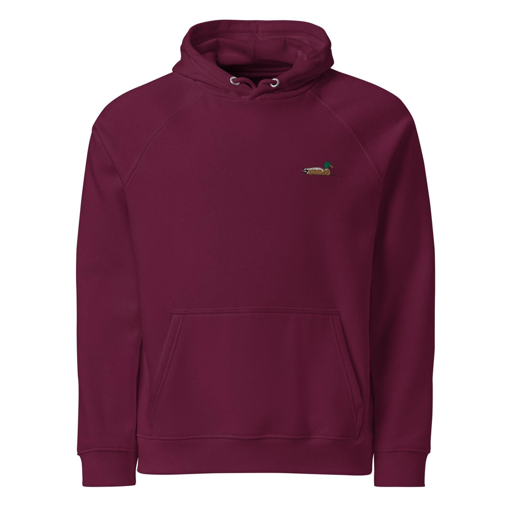 Mallard Duck Embroidered Hoodie | Unisex Eco Raglan Jacket | Comfortable & Stylish Duck Sweatshirt for Nature Lovers