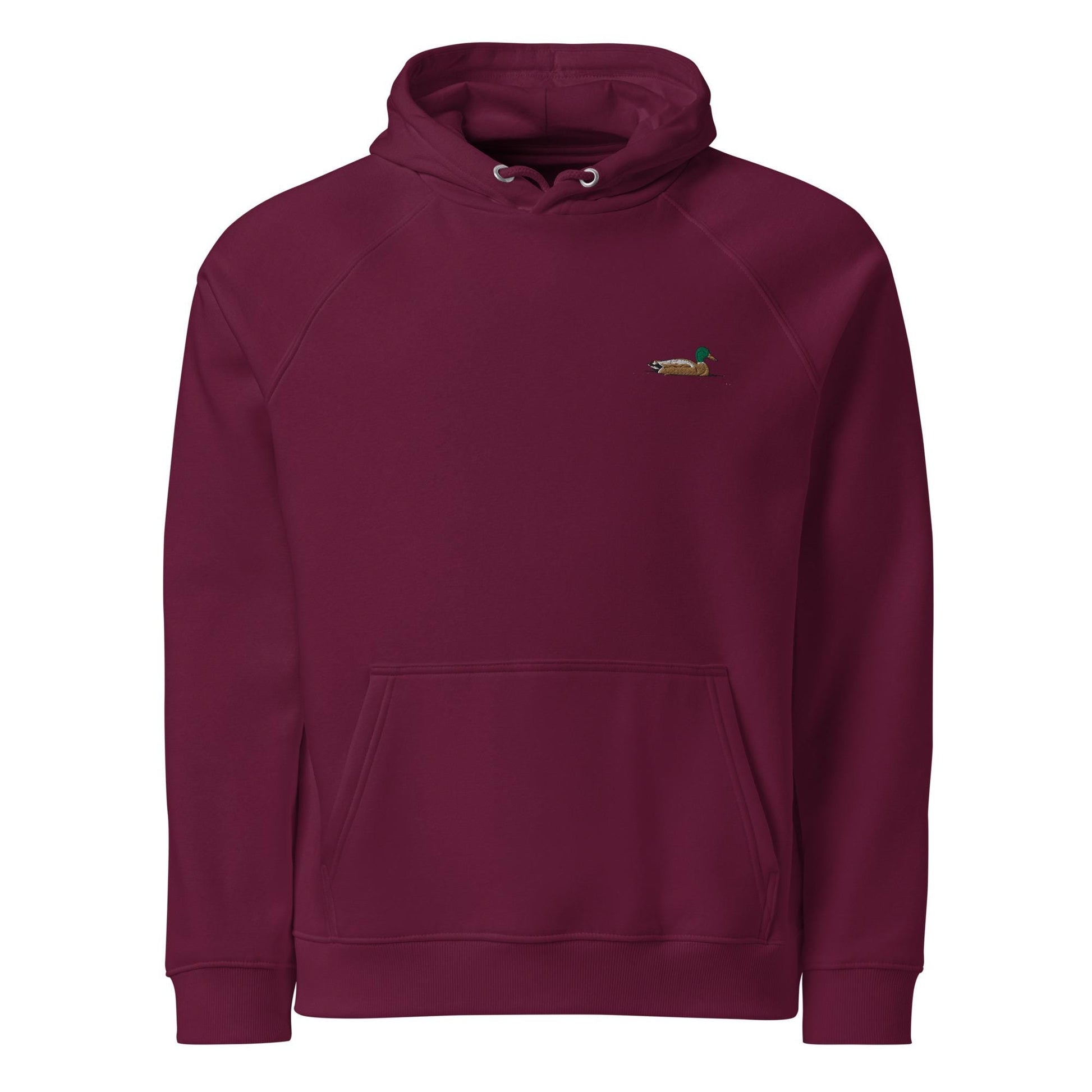 Mallard Duck Embroidered Hoodie | Unisex Eco Raglan Jacket | Comfortable & Stylish Duck Sweatshirt for Nature Lovers