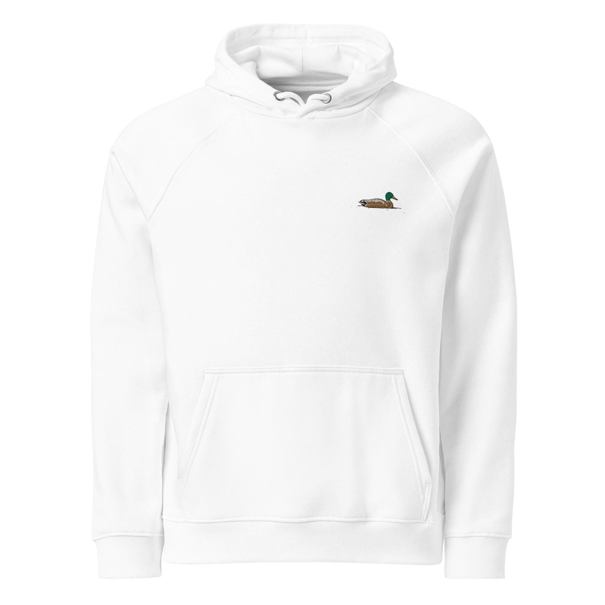 Mallard Duck Embroidered Hoodie | Unisex Eco Raglan Jacket | Comfortable & Stylish Duck Sweatshirt for Nature Lovers