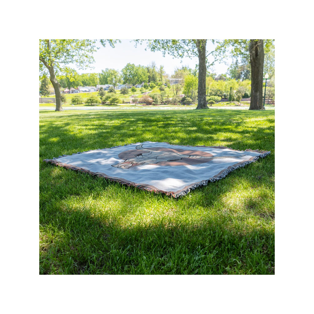 Throw Blanket | Woven Cow Skull Design | Western Decor | Cozy Home Accessory | Unique Gift Idea for Rustic Style