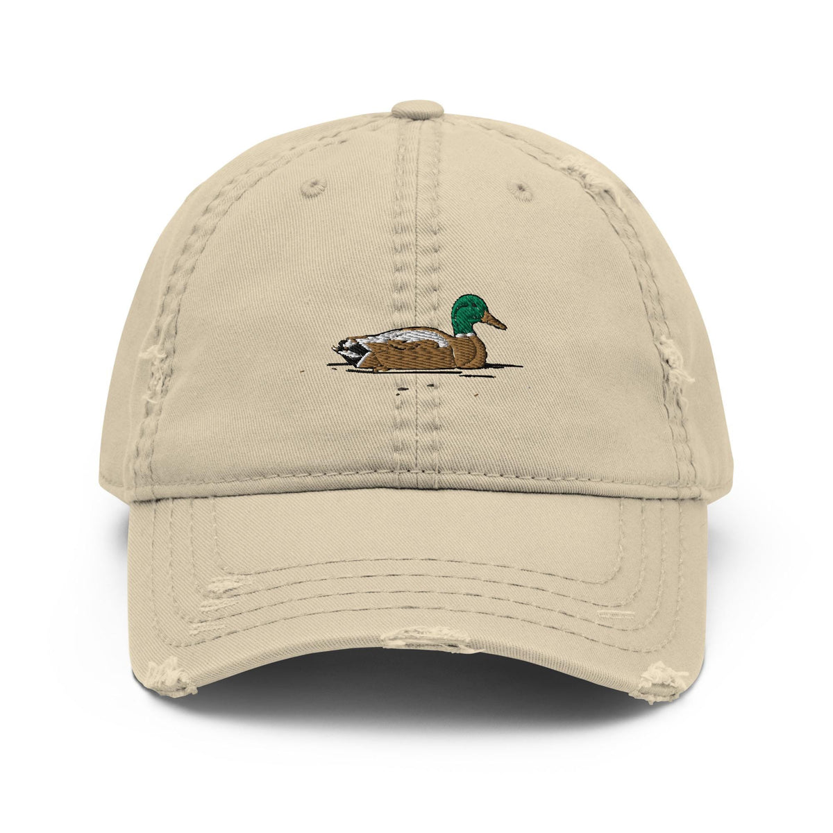 Dad Hat | Mallard Duck Embroidered Distressed Cap | Vintage Style Adjustable Hat for Outdoor Lovers & Nature Enthusiasts
