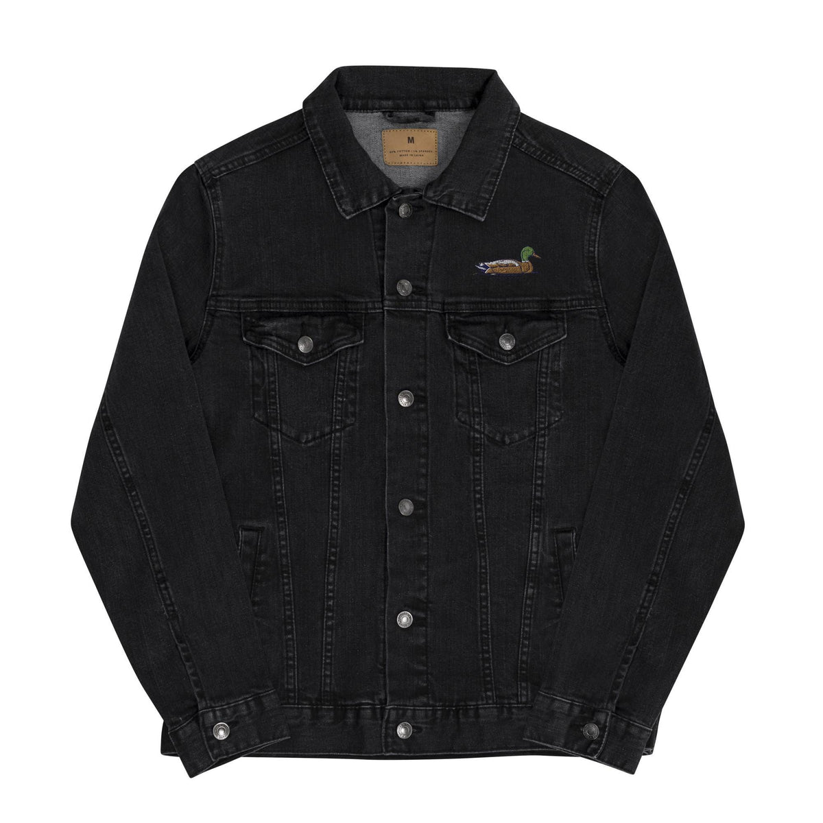 Mallard Duck Embroidered Denim Jacket | Unisex Outerwear | Cottagecore Style Jean Jacket | Unique Mallard Design for Nature Lovers