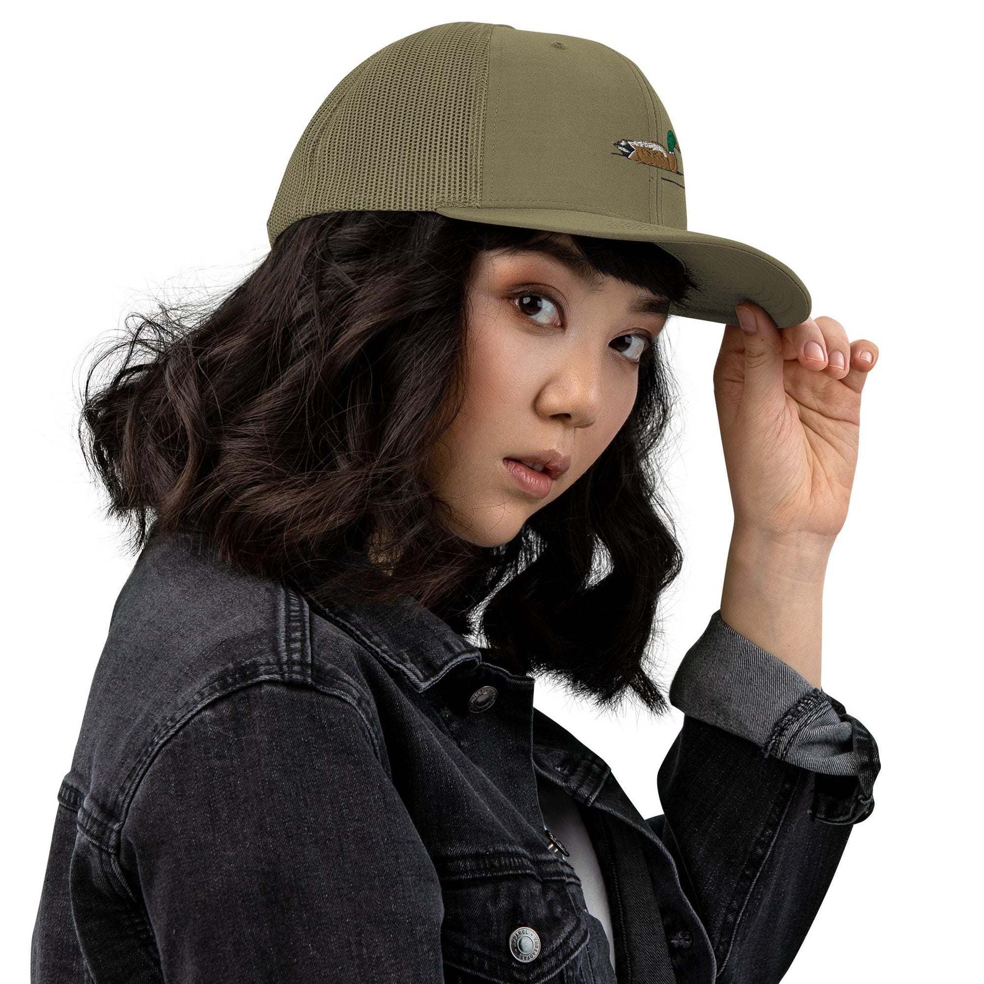 Embroidered Trucker Cap | Mallard Duck Design | Animal Print Duck Hat for Outdoors & Casual Wear