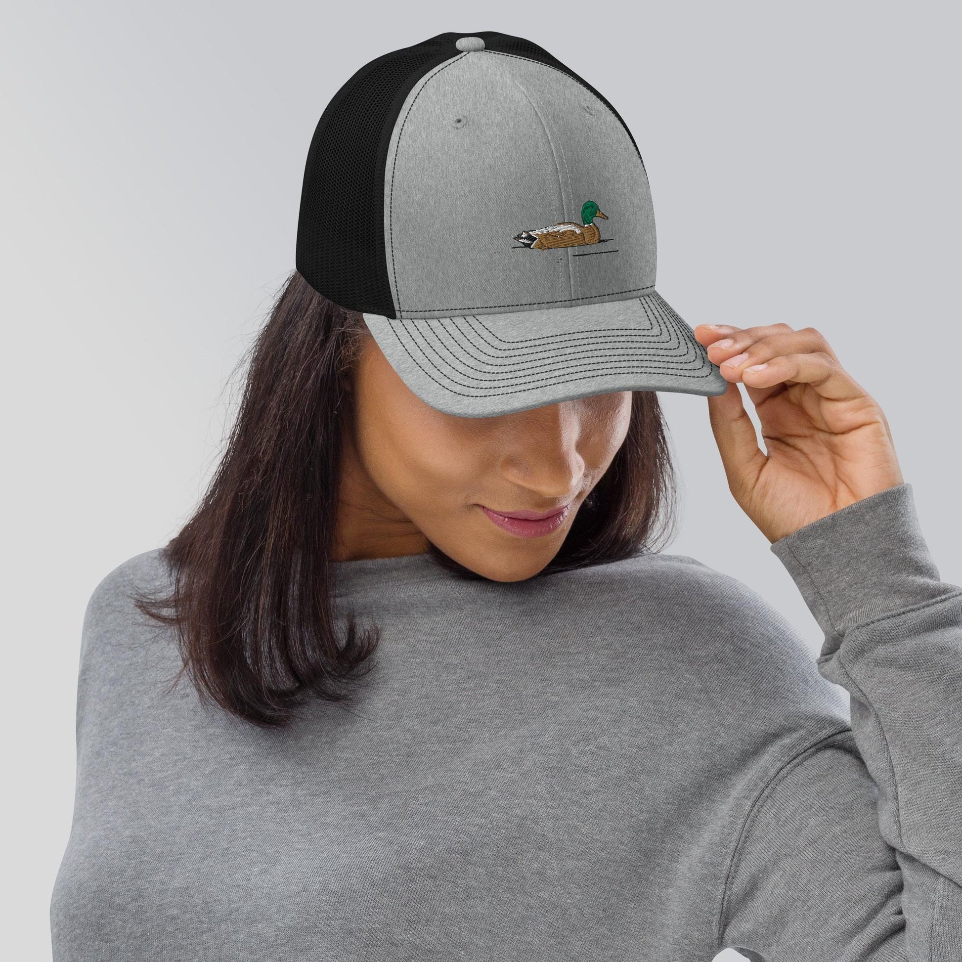 Embroidered Trucker Cap | Mallard Duck Design | Animal Print Duck Hat for Outdoors & Casual Wear