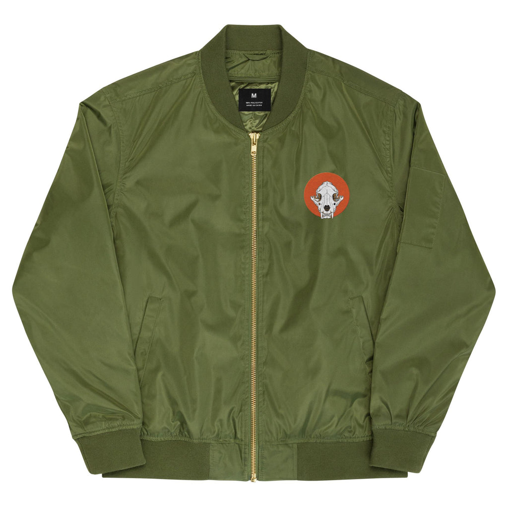 Mountain Lion Skull Embroidered Bomber Jacket | Animal Skull Embroidery Design