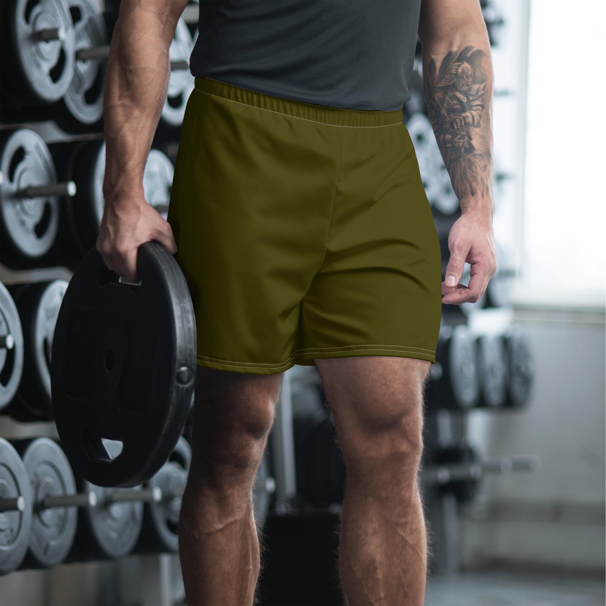 Dark Olive - Unisex Athletic Long Shorts