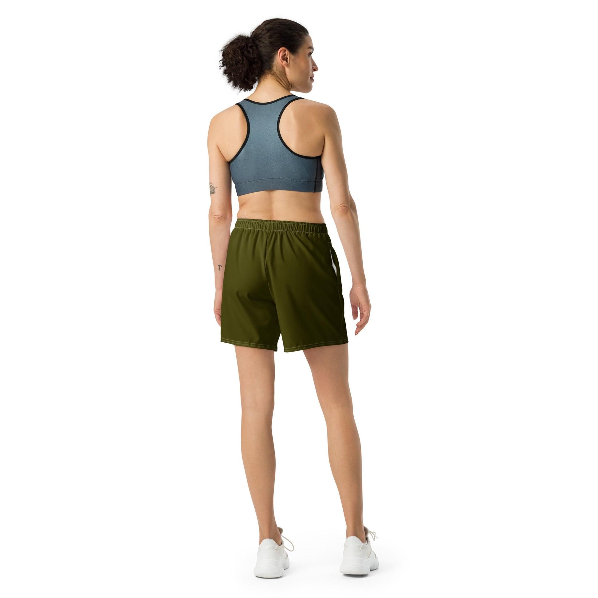 Dark Olive - Unisex Athletic Long Shorts
