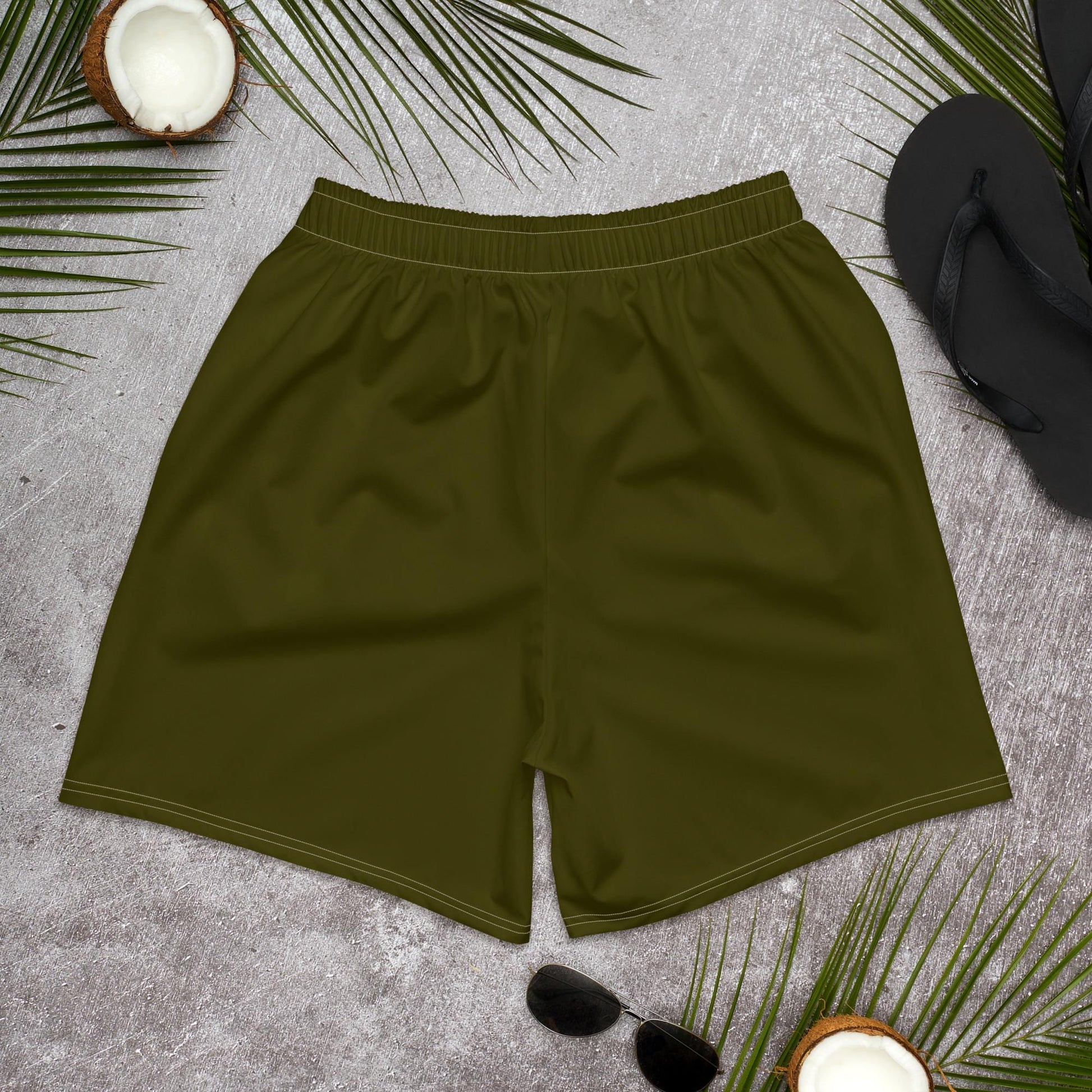 Dark Olive - Unisex Athletic Long Shorts