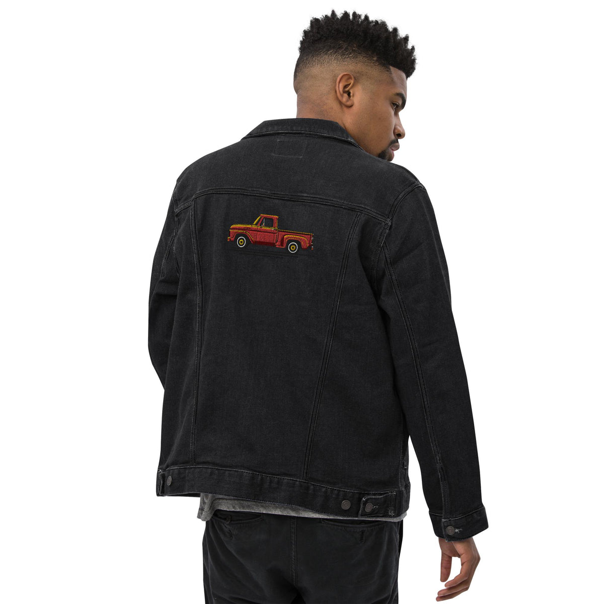 1963 Ford Embroidered Denim Jacket | Unisex Jean Trucker Jacket for Truck Lovers | Vintage Style Apparel