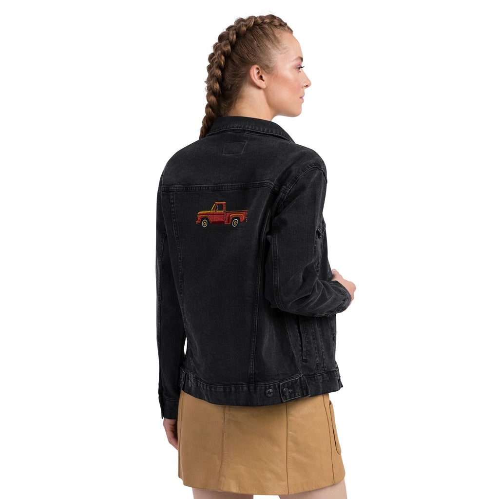 1963 Ford Embroidered Denim Jacket | Unisex Jean Trucker Jacket for Truck Lovers | Vintage Style Apparel