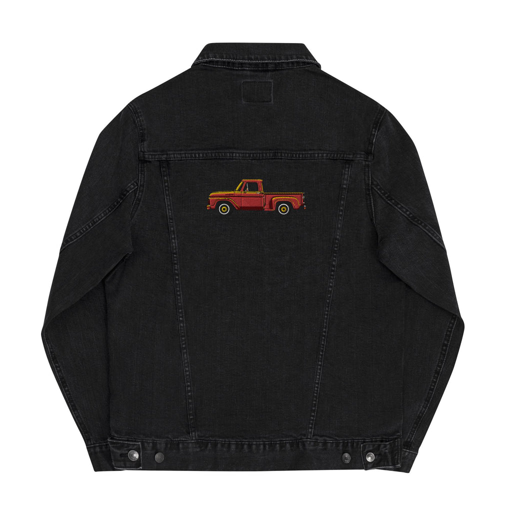 1963 Ford Embroidered Denim Jacket | Unisex Jean Trucker Jacket for Truck Lovers | Vintage Style Apparel