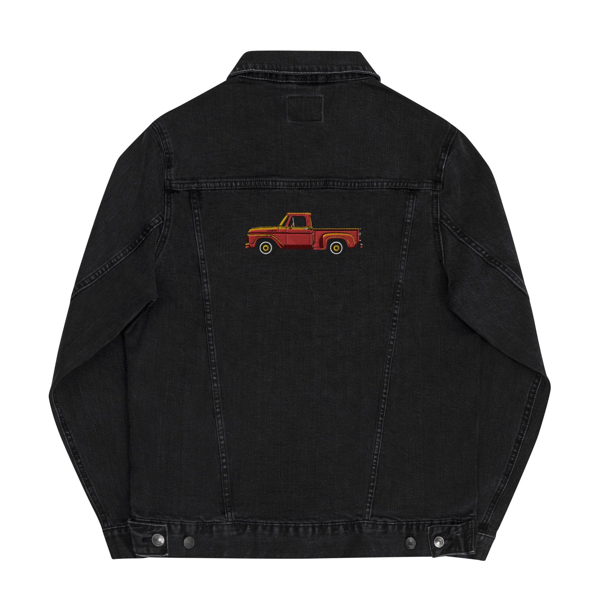 1963 Ford Embroidered Denim Jacket | Unisex Jean Trucker Jacket for Truck Lovers | Vintage Style Apparel
