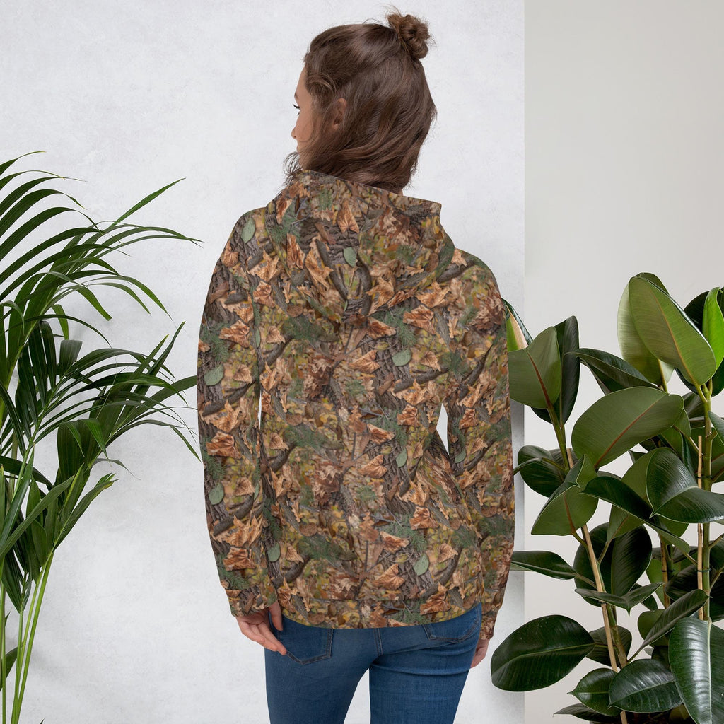 Hoodie | Unisex Woodland Pattern Hoodie | Hunting Style All Over Print | Foliage Camouflage Sweatshirt | Nature Lover Gift