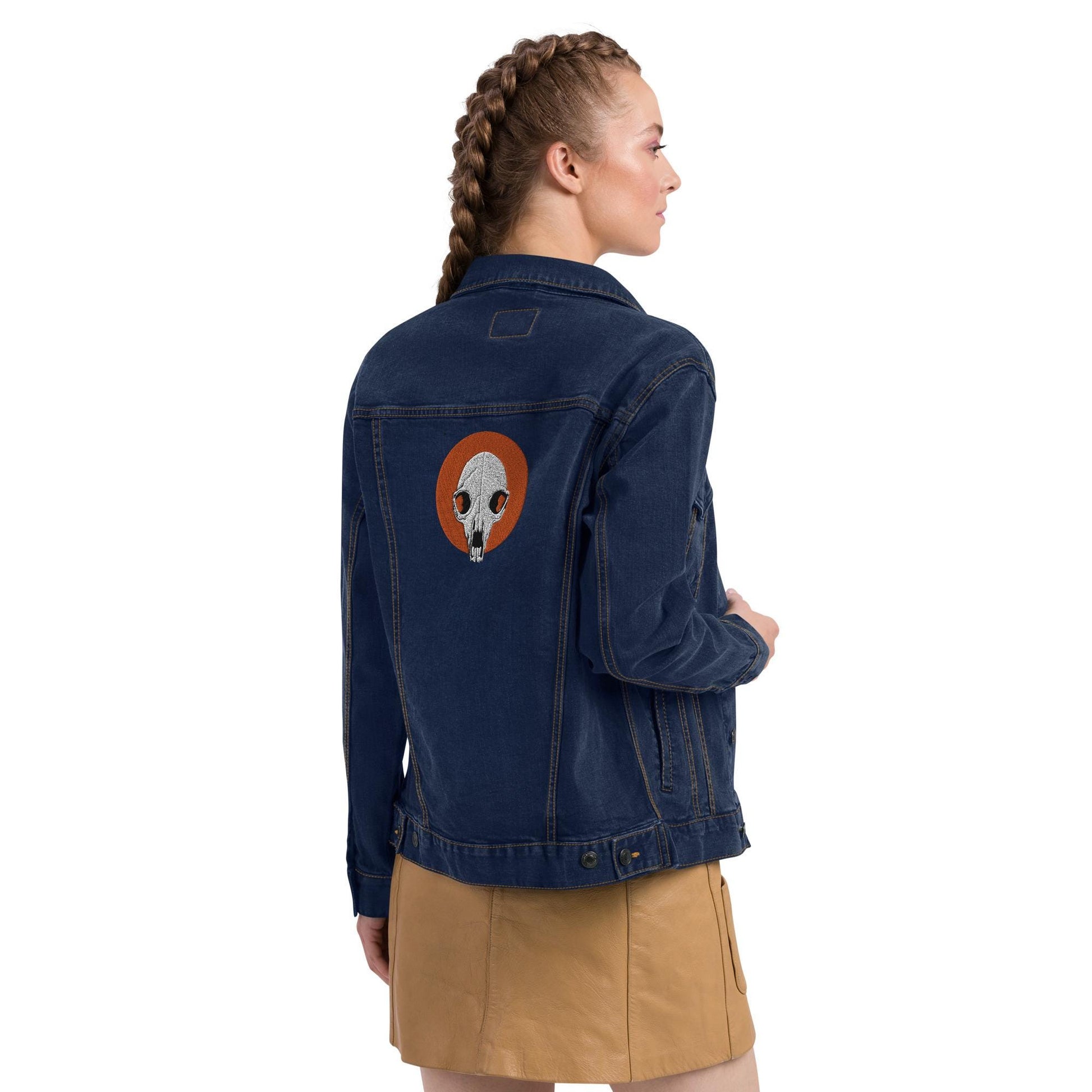 Embroidered Bear Skull | Unisex Denim Trucker Style | Skull Design | Stylish Embroidered Jacket