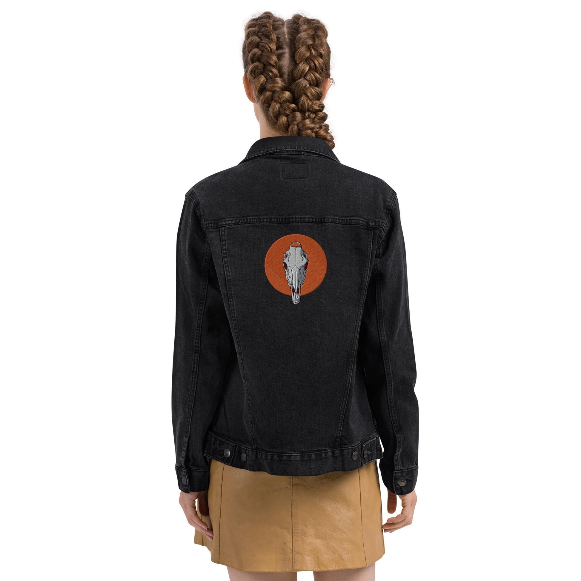 Embroidered Horse Skull Denim Jacket | Unisex Trucker Jacket | Unique Skull Design | Trendy Embroidered Outerwear