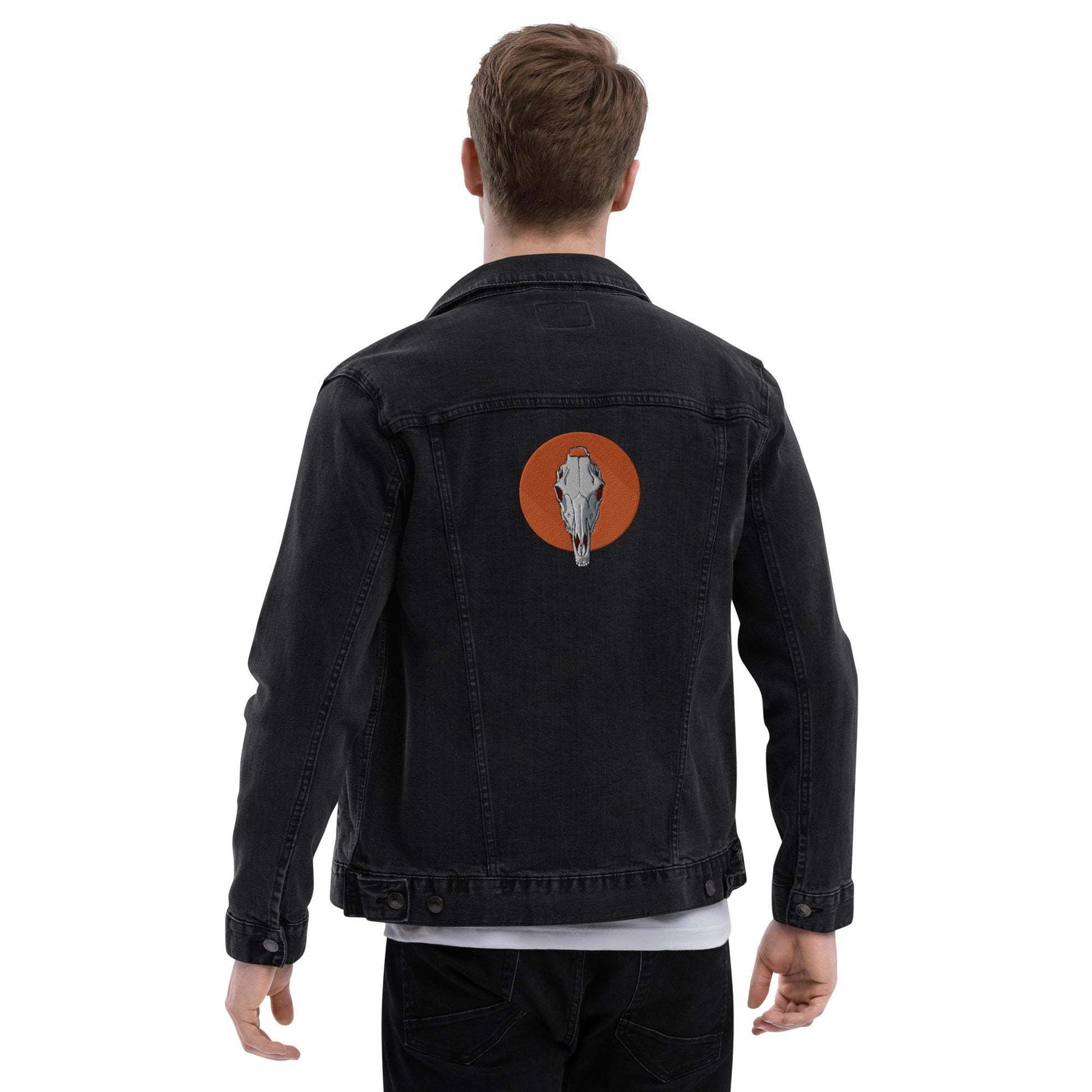Embroidered Horse Skull Denim Jacket | Unisex Trucker Jacket | Unique Skull Design | Trendy Embroidered Outerwear