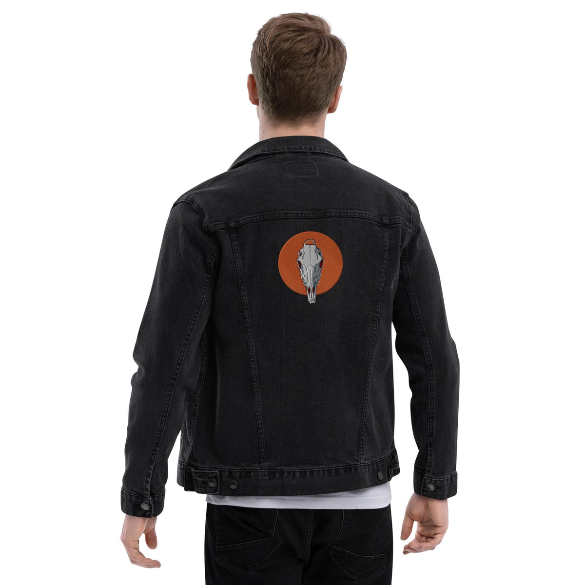 Embroidered Horse Skull Denim Jacket | Unisex Trucker Jacket | Unique Skull Design | Trendy Embroidered Outerwear
