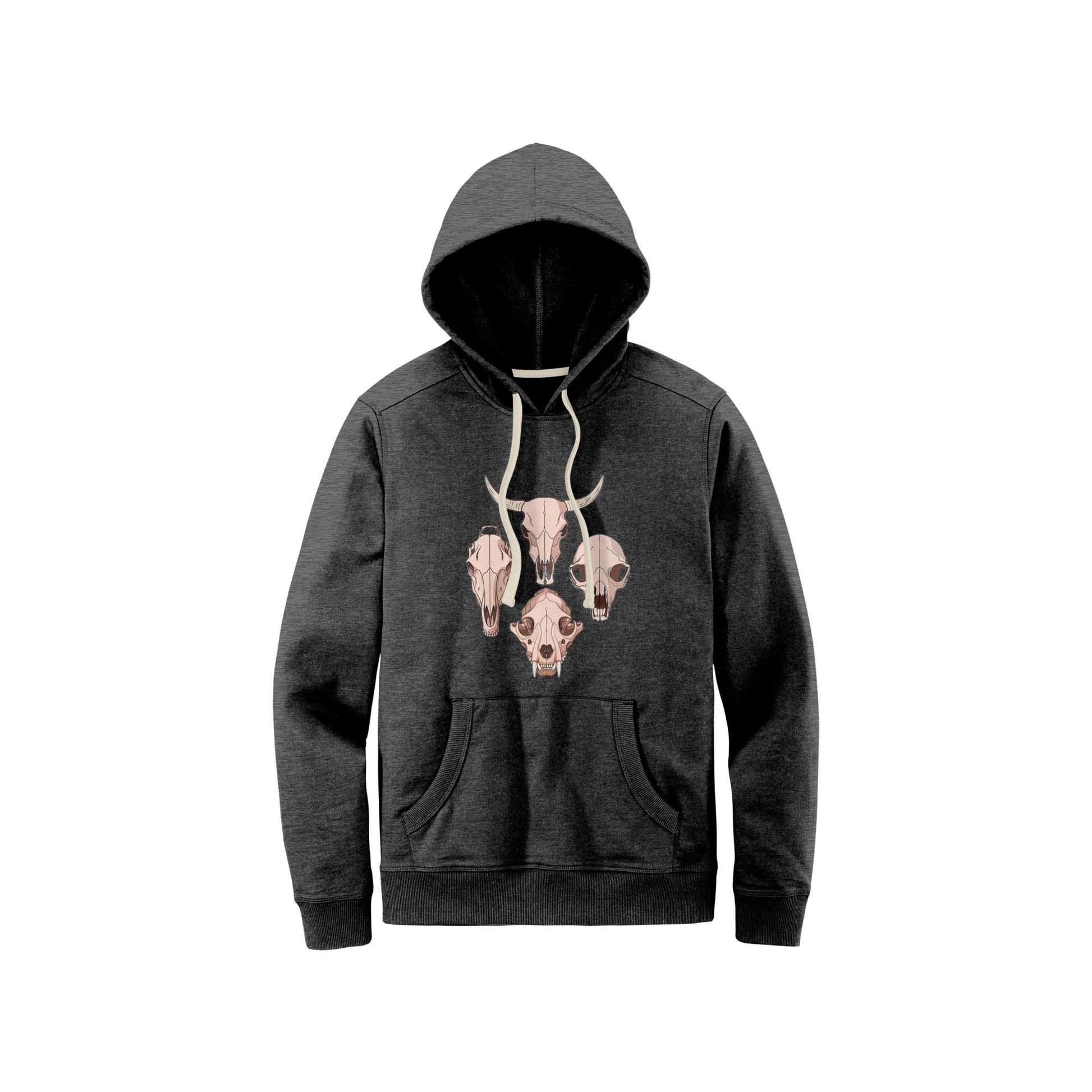 Pullover | Animal Skull Hoodie | Cow, Mountain Lion, Bear & Horse Skull Designs | Cozy District Re-Fleece Sweatshirt