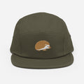 Hedgehog Embroidered Five Panel Camp Hat | Animal Print Cap for Nature Lovers | Cute Outdoor Accessory