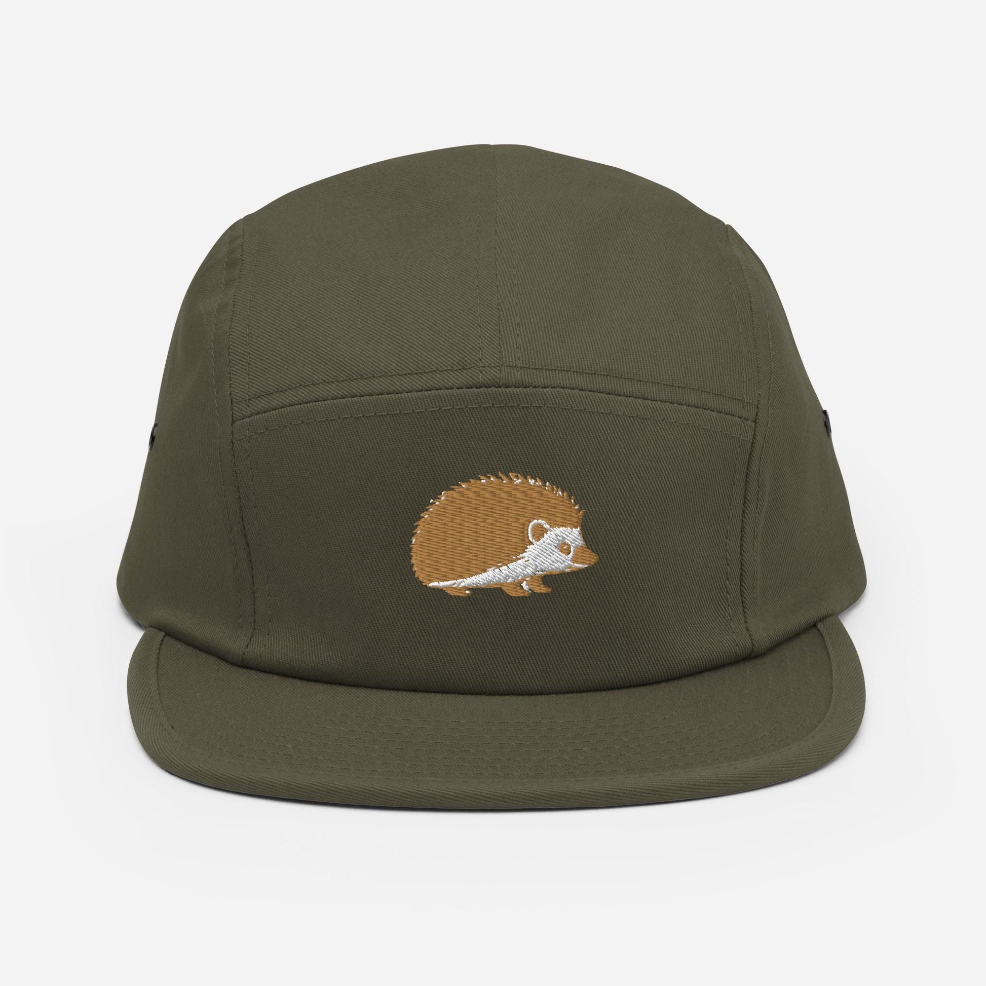 Hedgehog Embroidered Five Panel Camp Hat | Animal Print Cap for Nature Lovers | Cute Outdoor Accessory